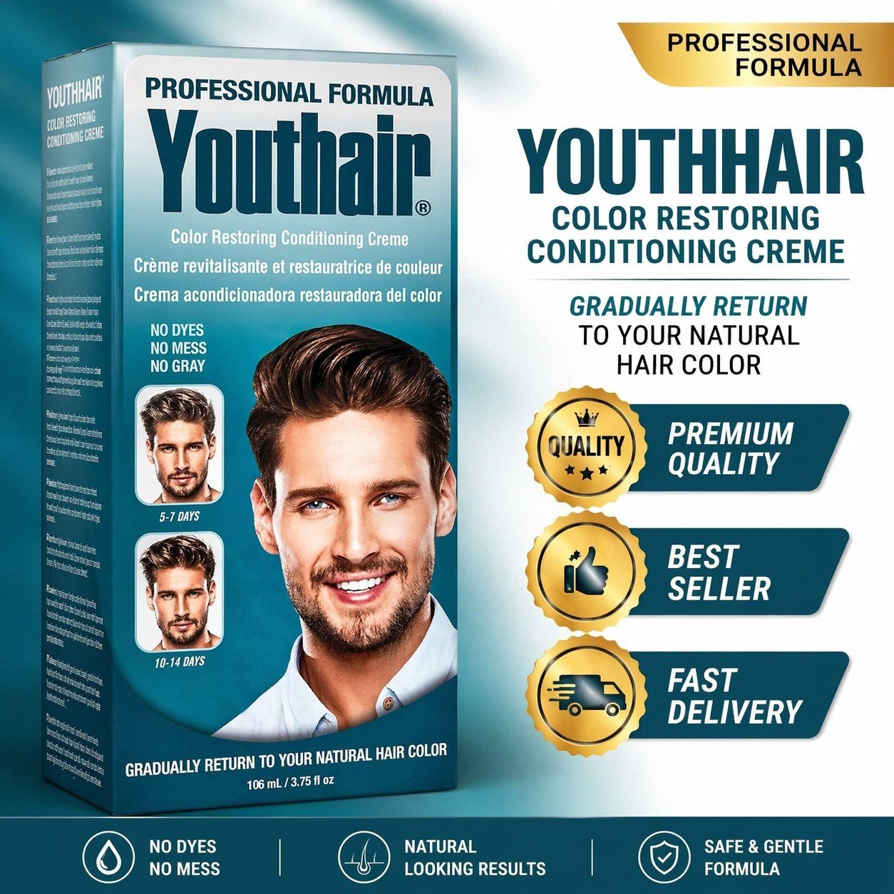 Youthair Crème – Hair Color Restoring Conditioning Formula for Gray Hair Coverag