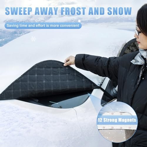 Car Windshield Snow Cover, 5 Layers Magnetic Auto Windshield Protector Black