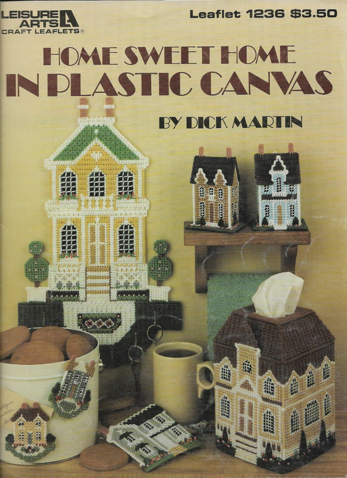 USED HOME SWEET HOME COASTER KEY HOOK TISSUE COVER PLASTIC CANVAS PATTERN BOOK