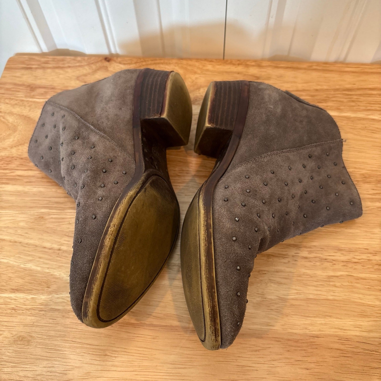 Lucky Breena Gray Studded Ankle Boots Size 6