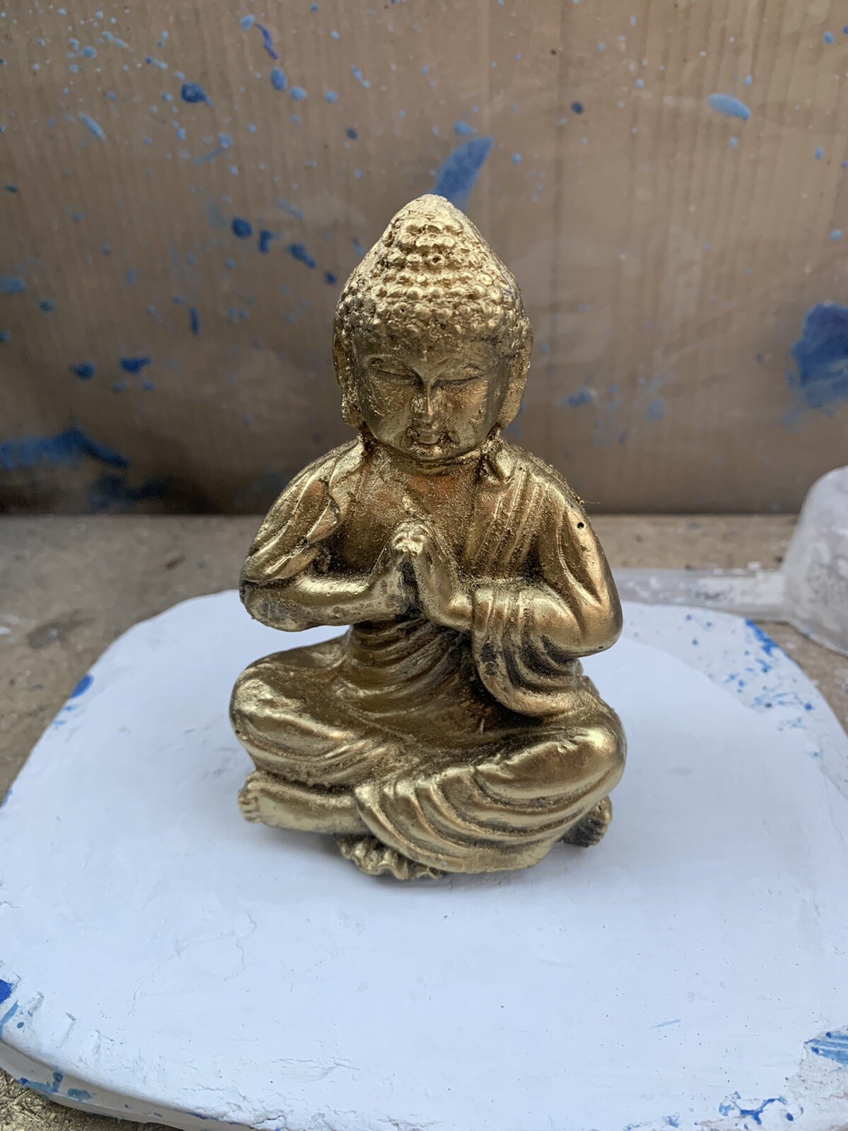 LATEX RUBBER MOLD Sitting Namaste Buddha  Height :4” - YKM-L5062 Plaster