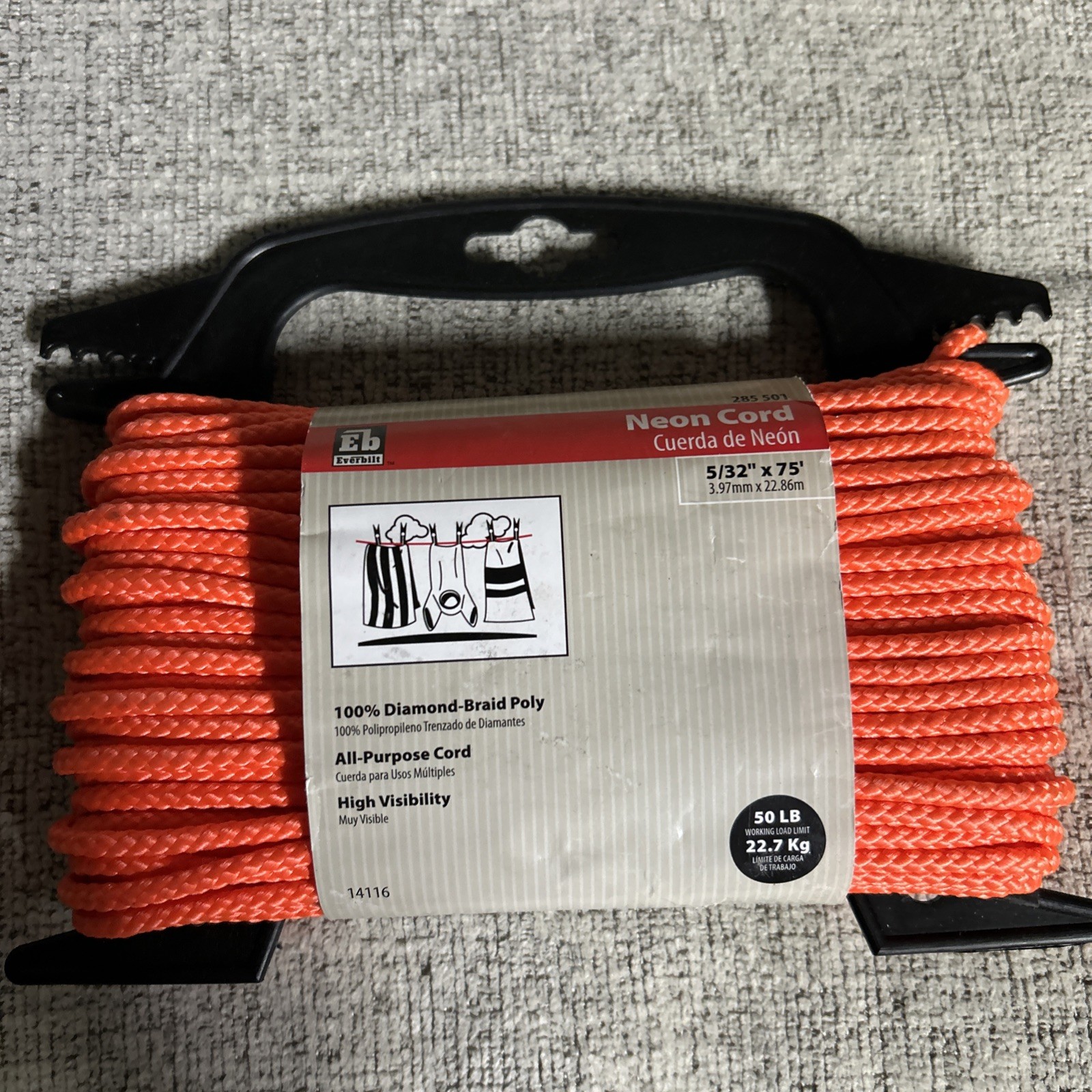 Everbilt Neon Cord 100% Diamond-Braid Poly 5/32" x 75'