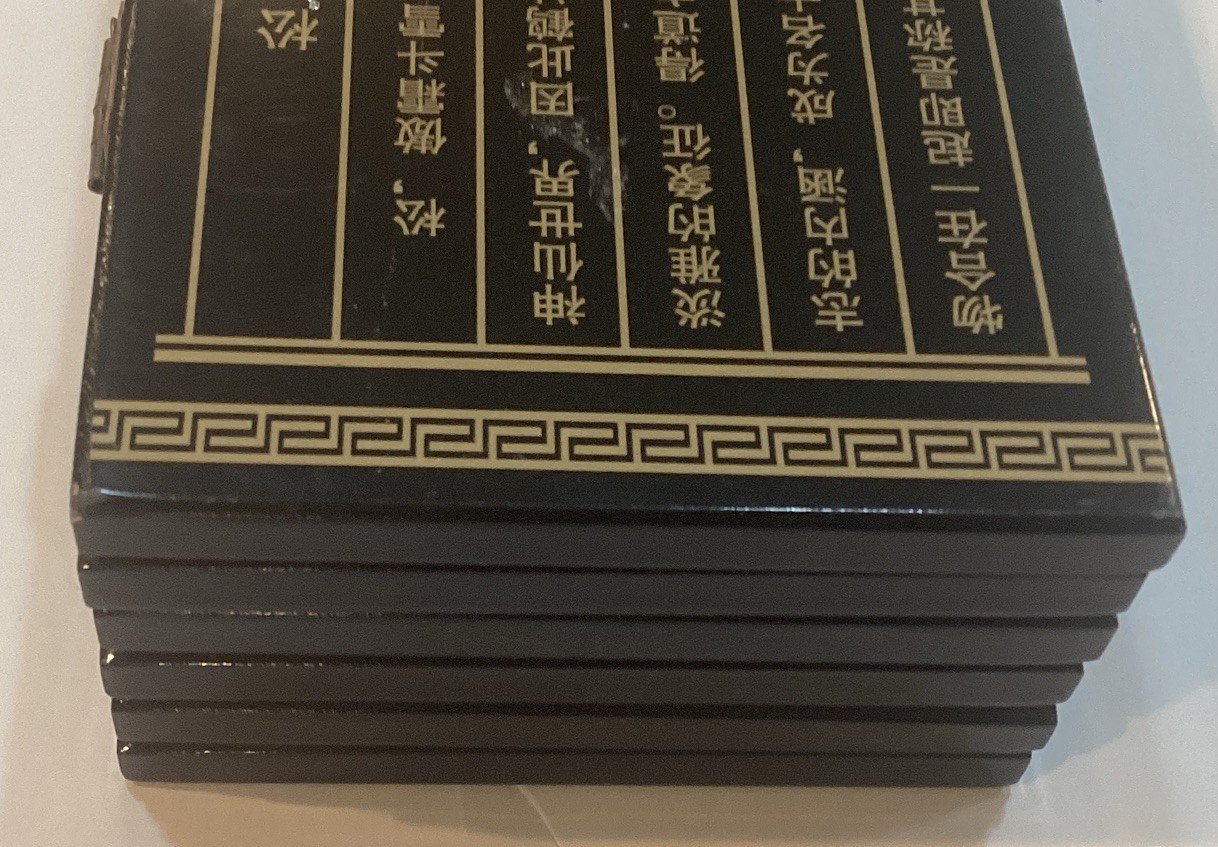 6 Panel Divider Mini Folding Screen Chinese Lacquerware Pine And Crane