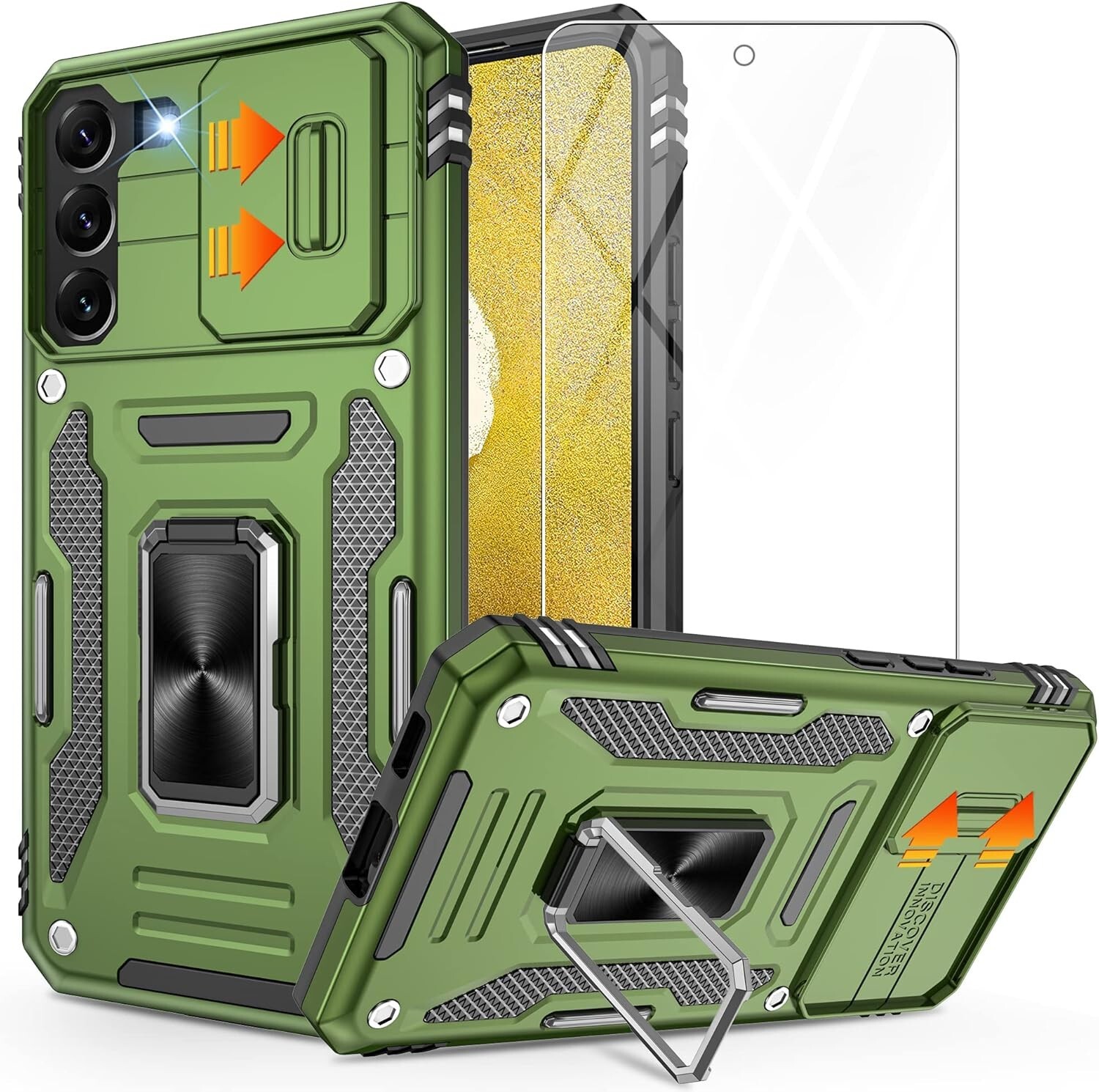 Samsung Galaxy S22 Case Military Grade Protection Cover+Screen Protector-Green