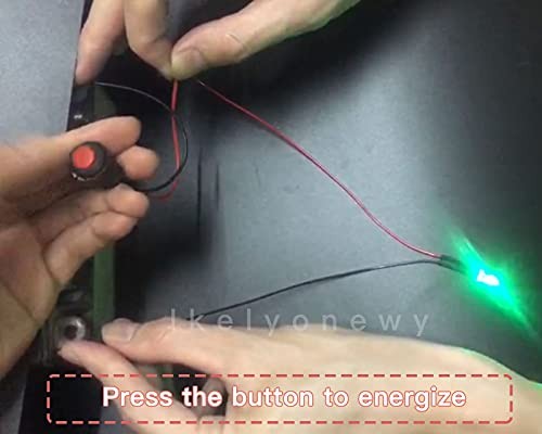 12mm Mini Latching Push Button on Off Switch Prewelded Wire,Self-Locking Micro