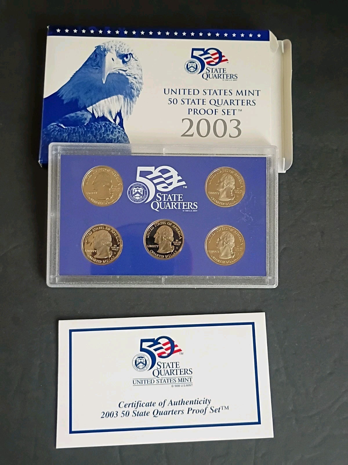 2003-S U.S. Mint 50 State Quarters Proof Set With Mint Box & COA