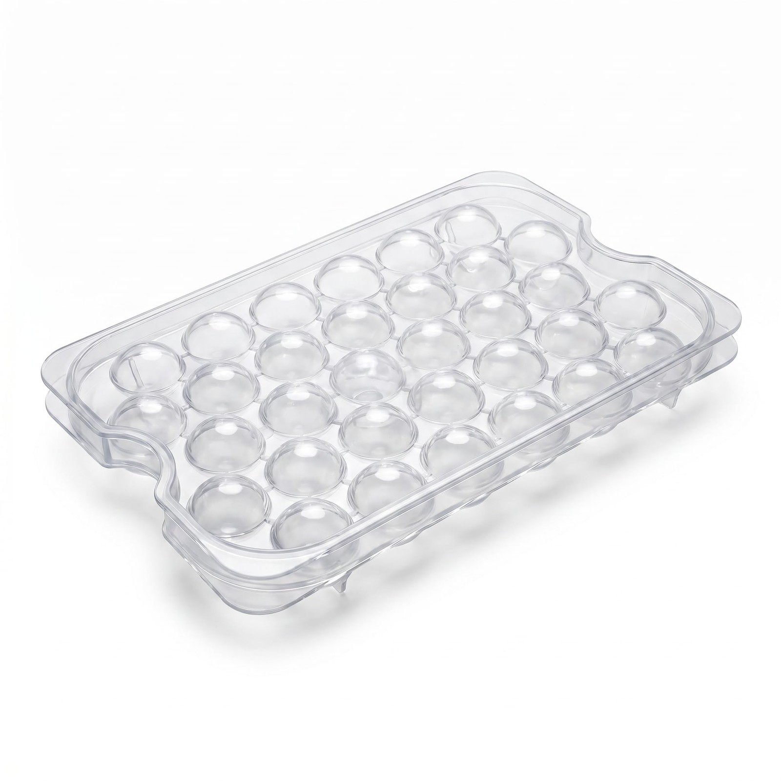 Round Ice Ball Mold Tray – 1 Pack, 32 Sphere 1 w/o bin & scoop, Clear