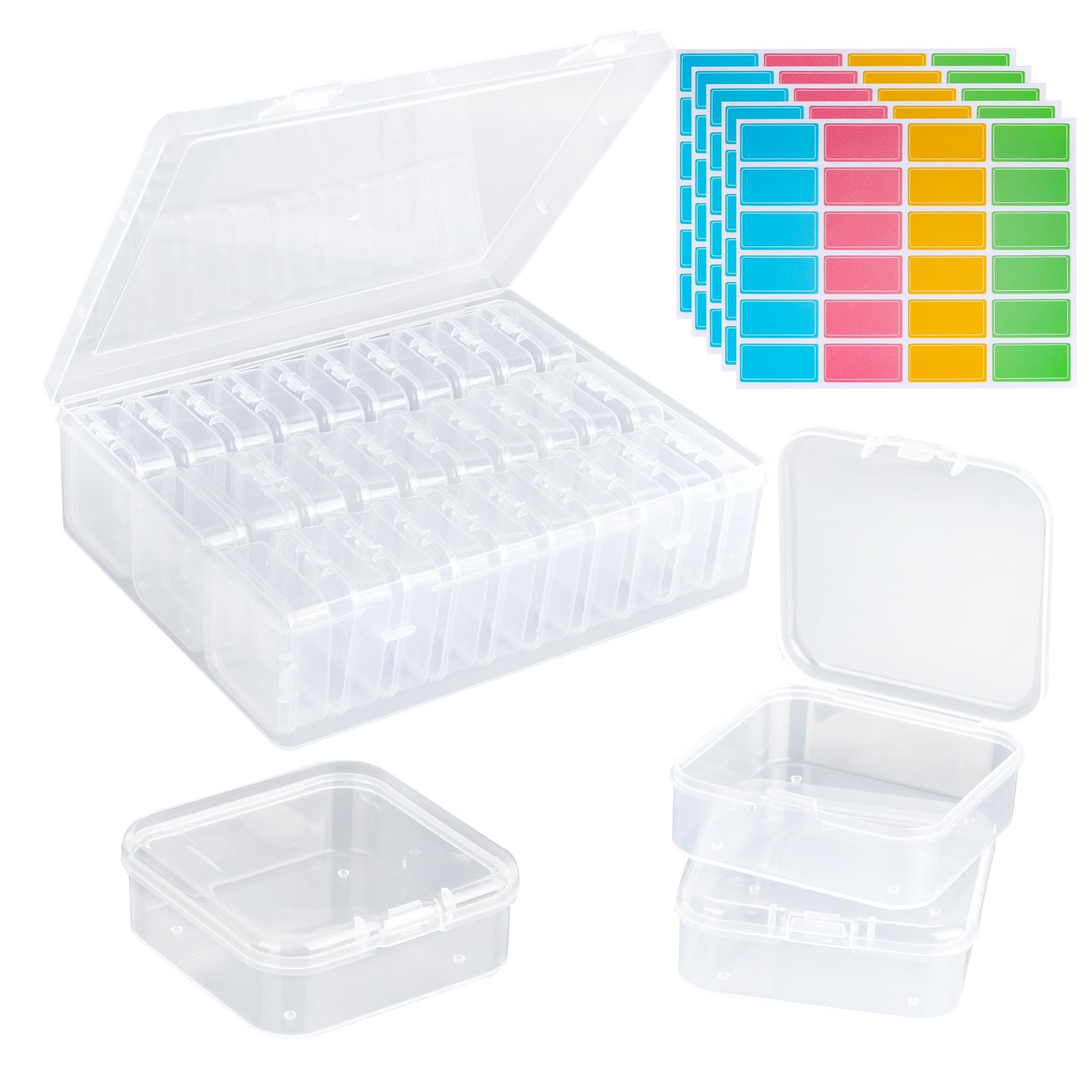 Bead Organizer Box, 30Pcs Small Clear Plastic 8.6 x 6.9 x 2.4 inches, clear