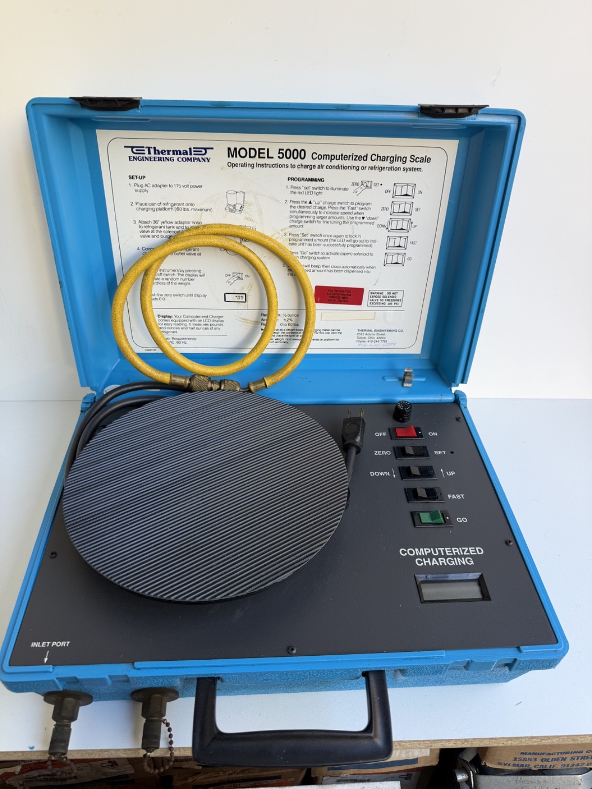 Thermal Engineering Model 5000 Digital Refrigerant Charging Scale HVAC AC w/ Cas