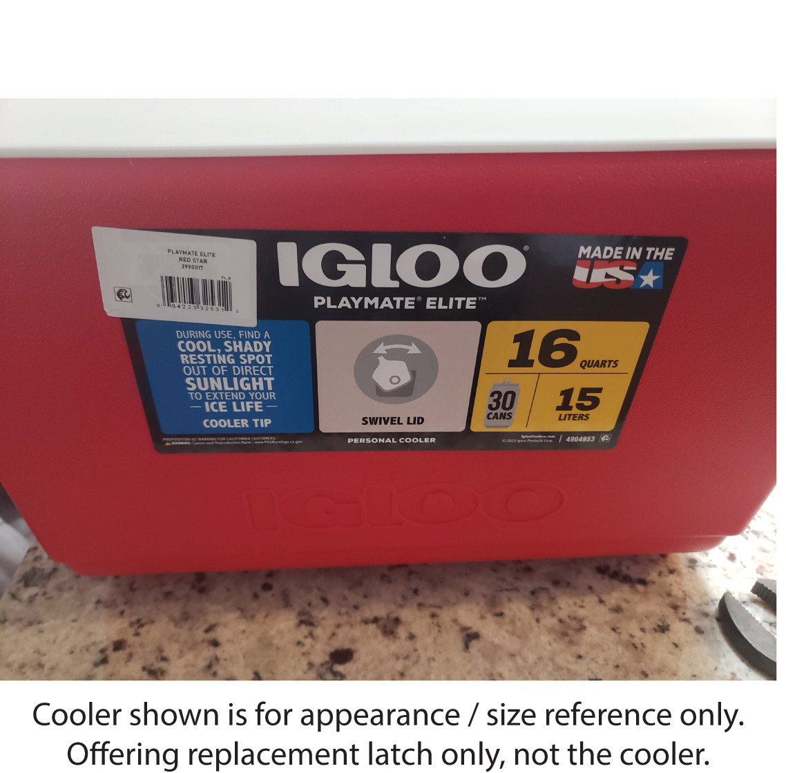 Latch Replacement For Playmate Igloo 16-Quart Cooler