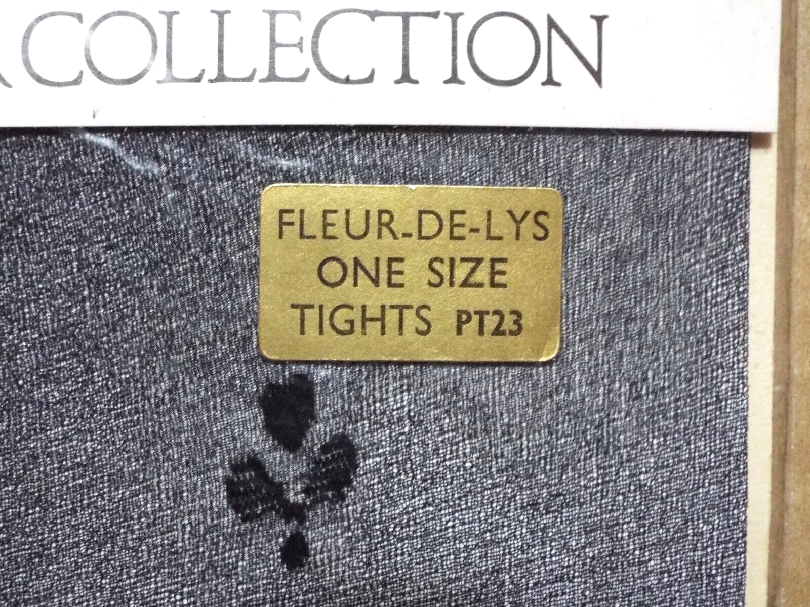 'Pretty Legs' Black Fleur-De-Lys Patterned Tights - One Size - New