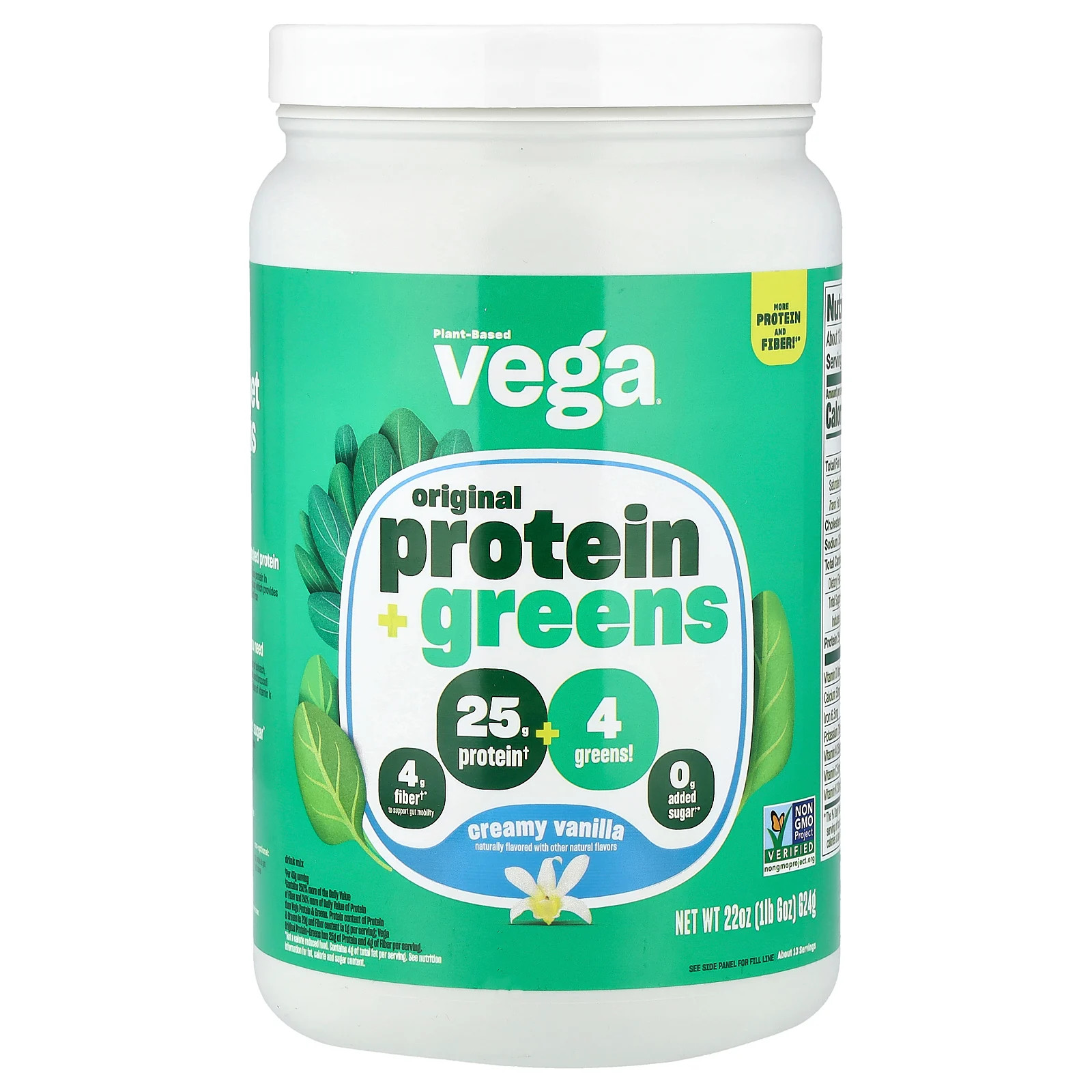 Plant-Based Protein + Greens, Creamy Vanilla, 1 lb 6 oz (624 g)