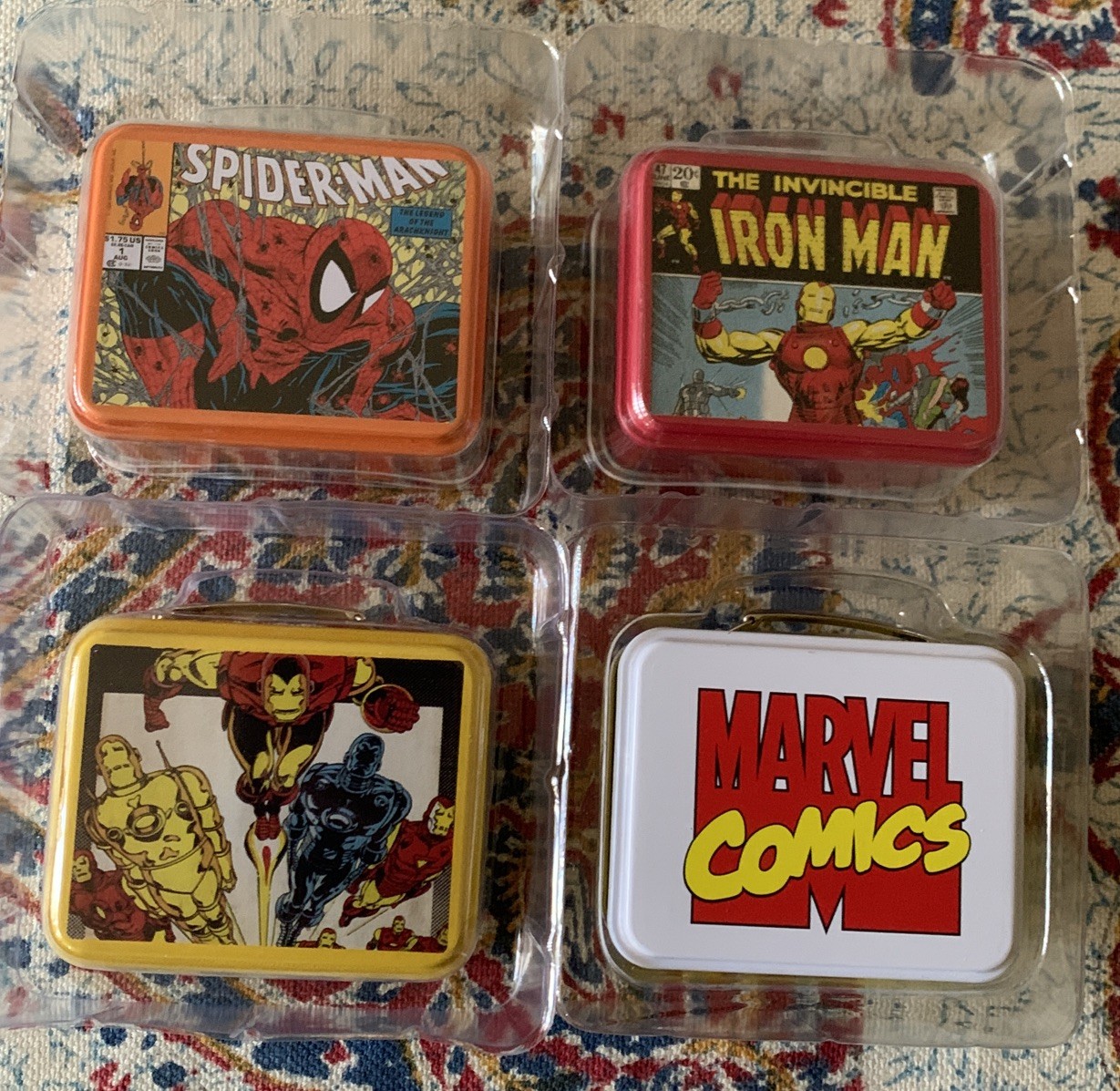 Metakeshi Series 1 Marvel Comics mini lunchbox 4 piece display Spider Man +3 New