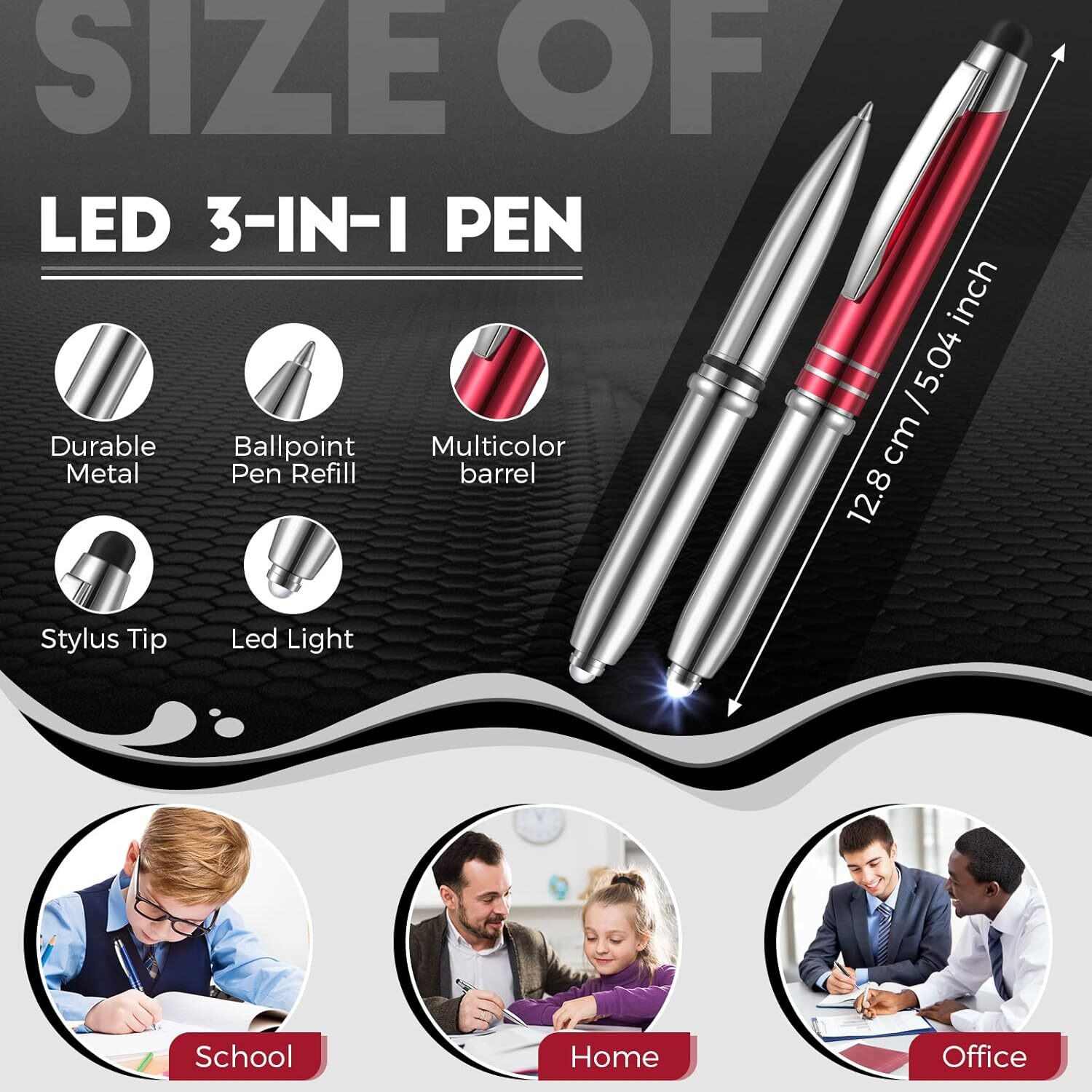 Paquete De 5 Boligrafo Con Linterna Led Y Funcion Tactil
