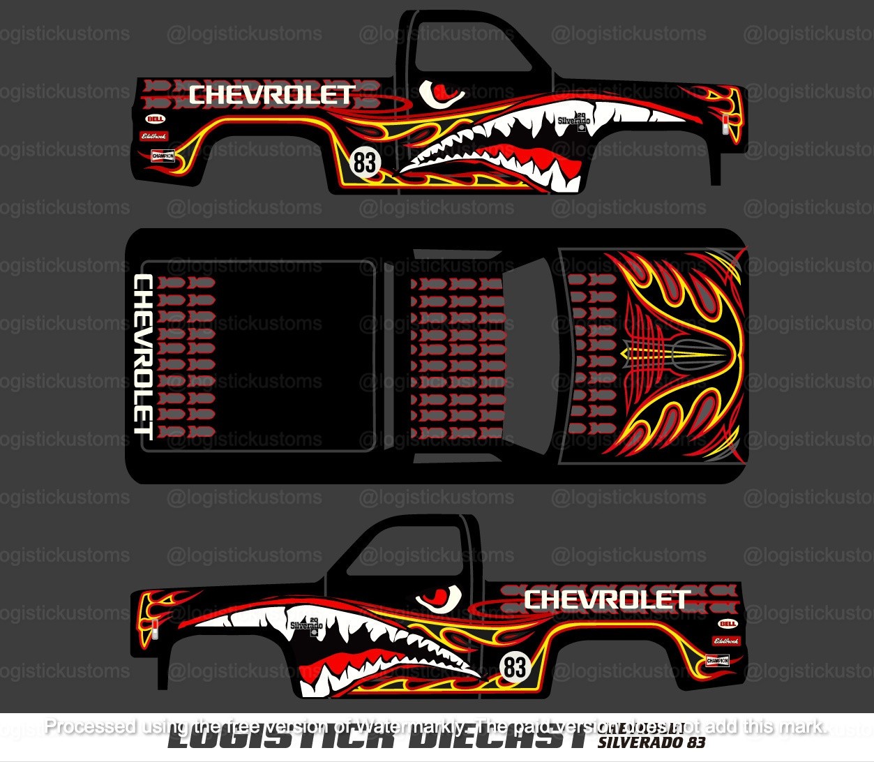 UNIVERSAL Water Slide Decals FOR HOT WHEELS '83 Chevy Silverado a1