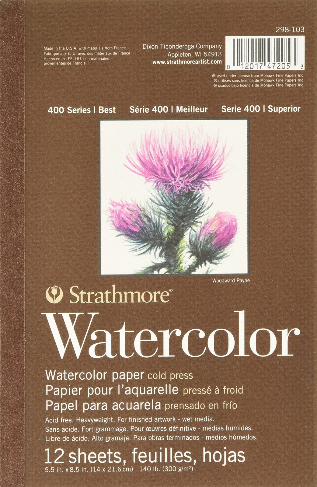 298103 400 Series Watercolor Pad, 5.5"x8.5", 12 Sheets , White