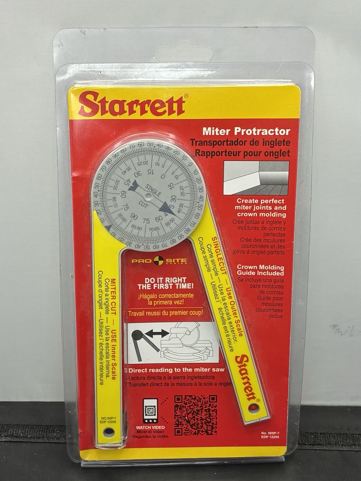Starrett 505P-7 Plastic Miter Protractor - 7"