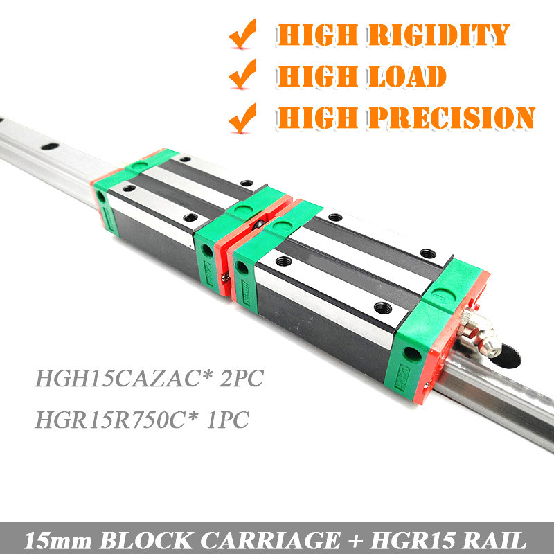 HIWIN L-750mm Linear Guide Rail HGR15 + 2pcs HGH15CA Block CNC Router Engraving