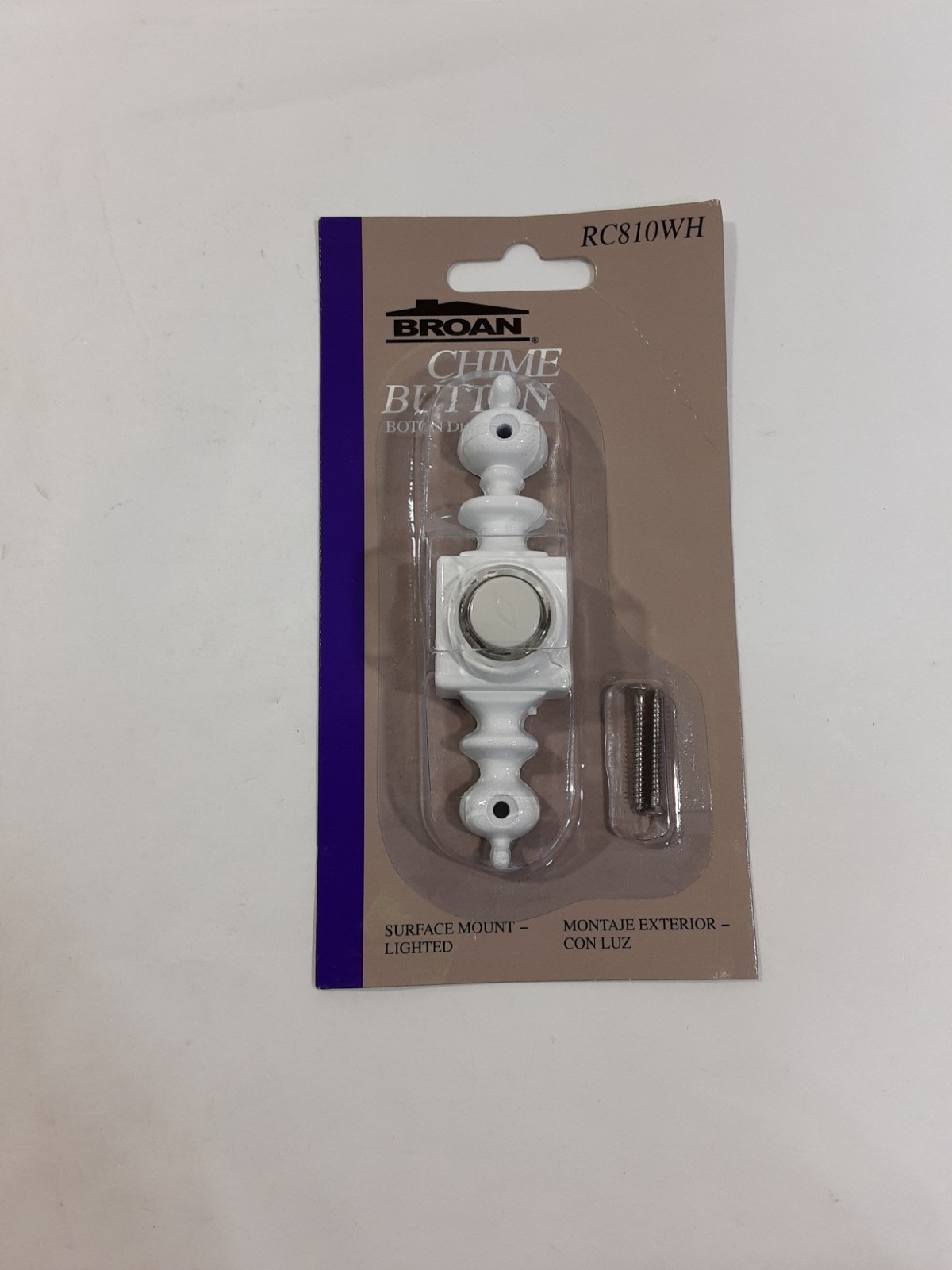 Broan Surface Mount Wired Lighted Chime Button Door Bell RC810WH New