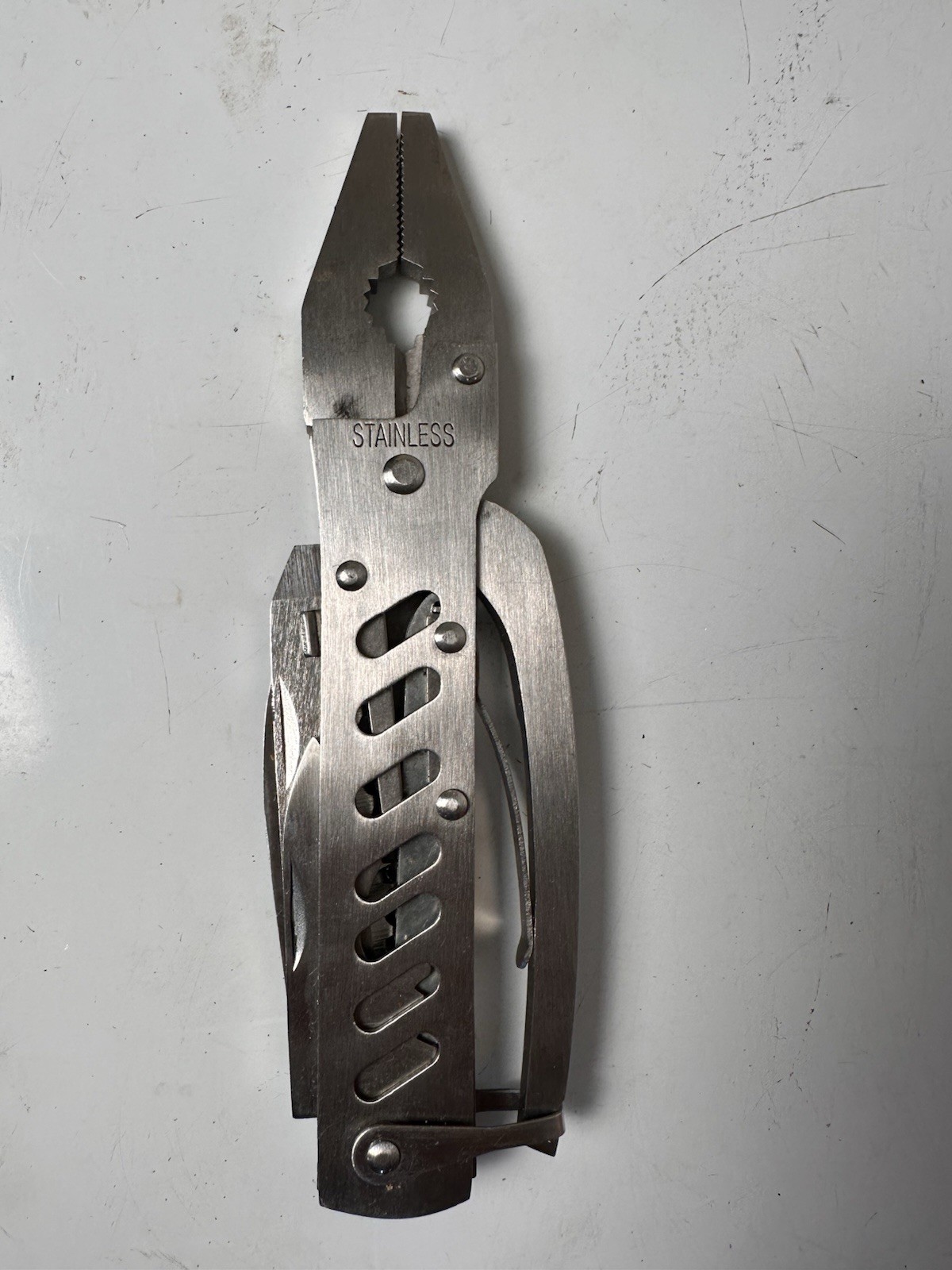 Stainless Steel Folding Multi-Tool Pliers w/ Nylon Sheath Belt Pouch