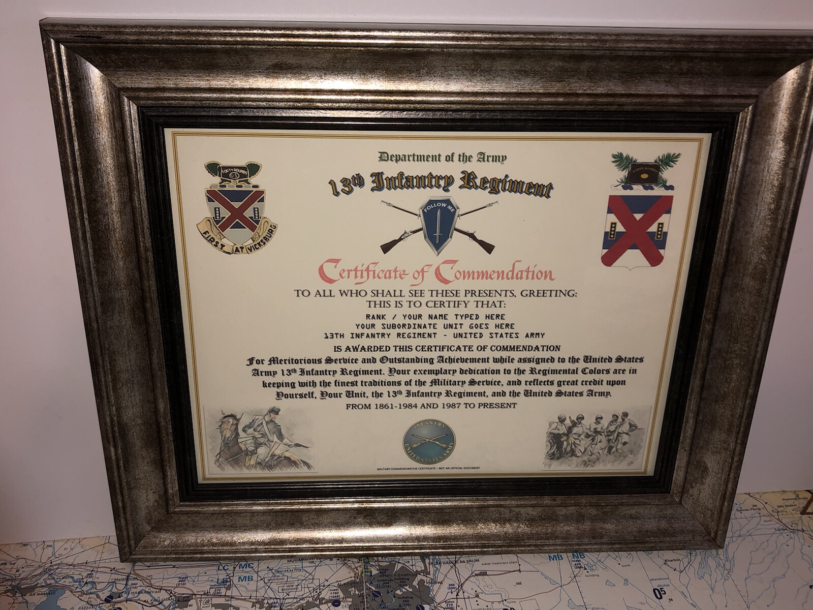 13TH INFANTRY REGIMENT / COMMEMORATIVE - CERTIFICATE OF COMMENDATION