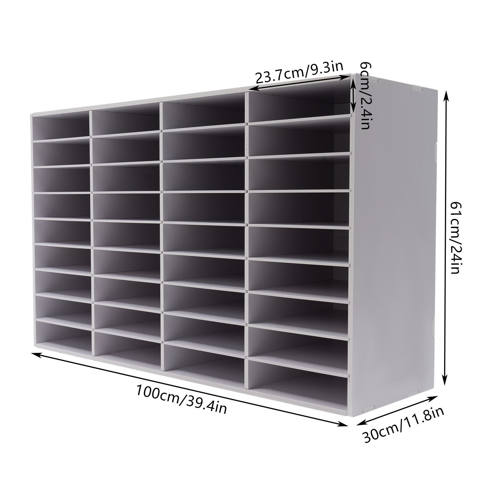 Desktop File Organiser with 36 Compartments, 176 lbs Load Capacity, PVC Board