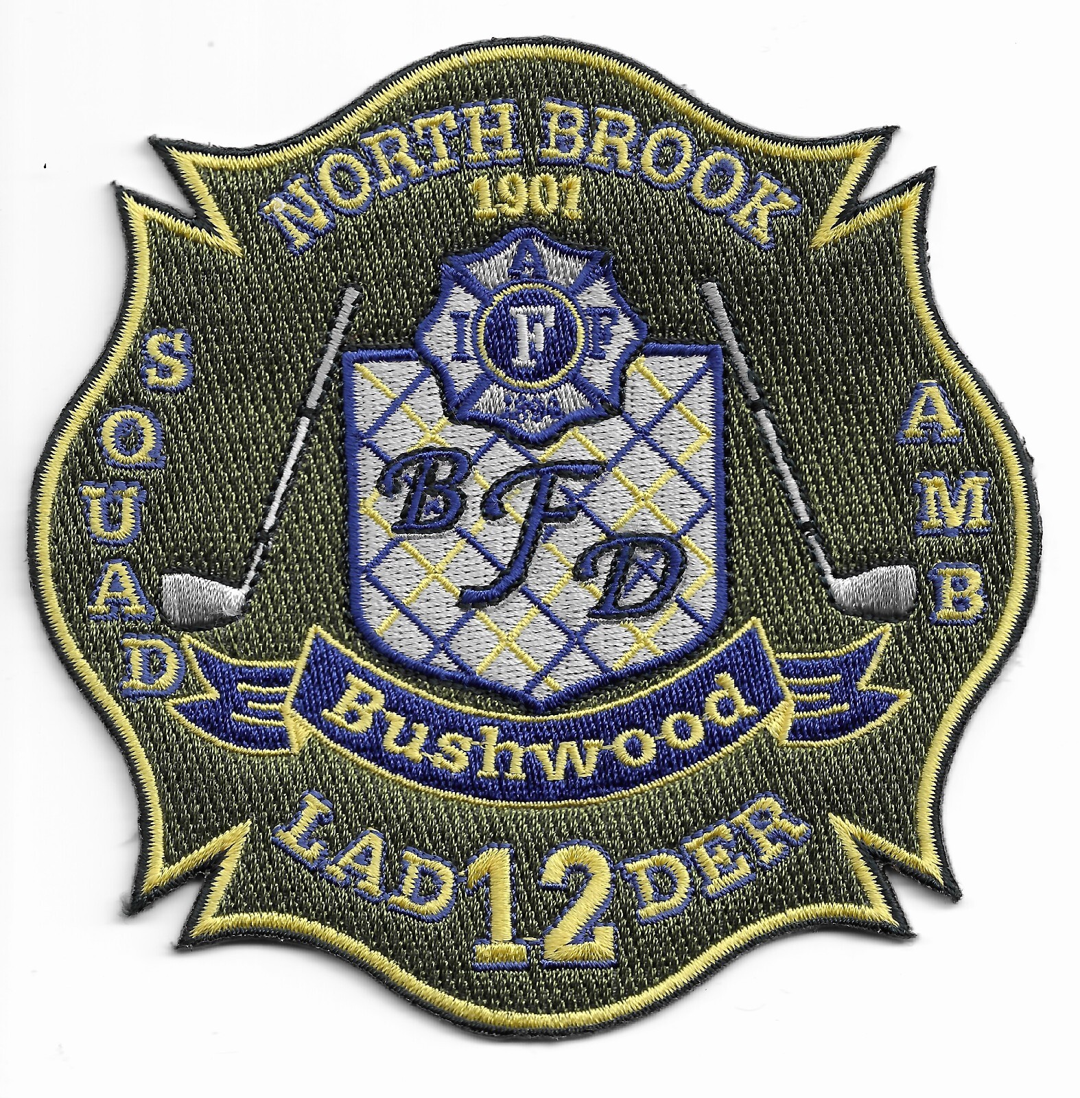 North Brook  Squad - 12 / Ladder - 12  "Bushwood", IL (4.5" x 4.5") fire patch