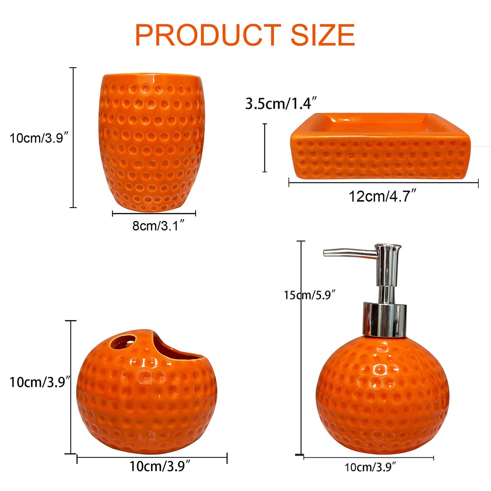 Bathroom Accessory Set Orange4 Pieces Ceramic Bathroom Decor Accessories Complet