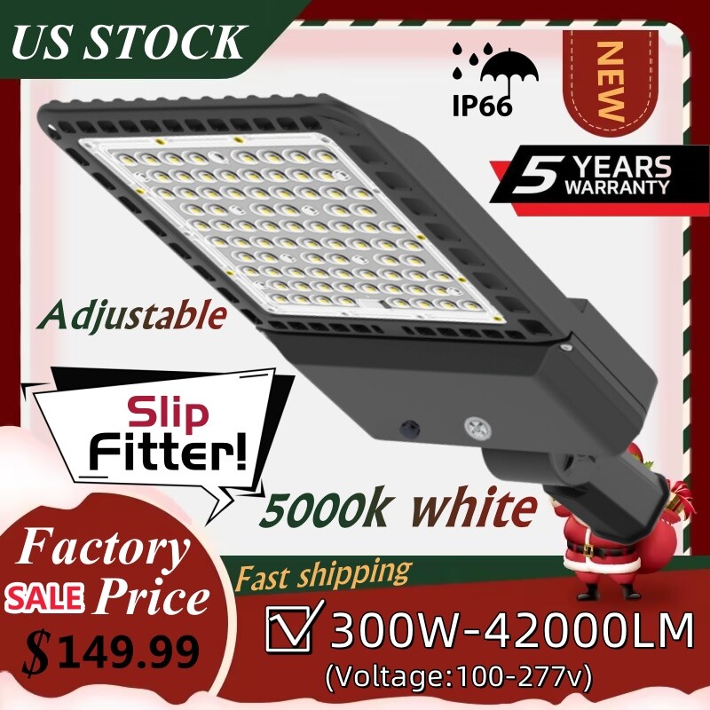 Dusk to Dawn 300W LED Parking Lot Lights Street Light Shoebox Pole Light Fixture