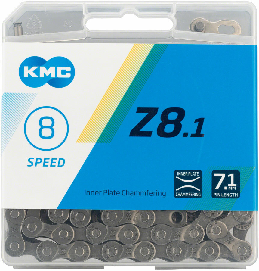 KMC Z8.1 Chain 8-Speed 116 Links Silver/Gray fits 6/7/8 Speed