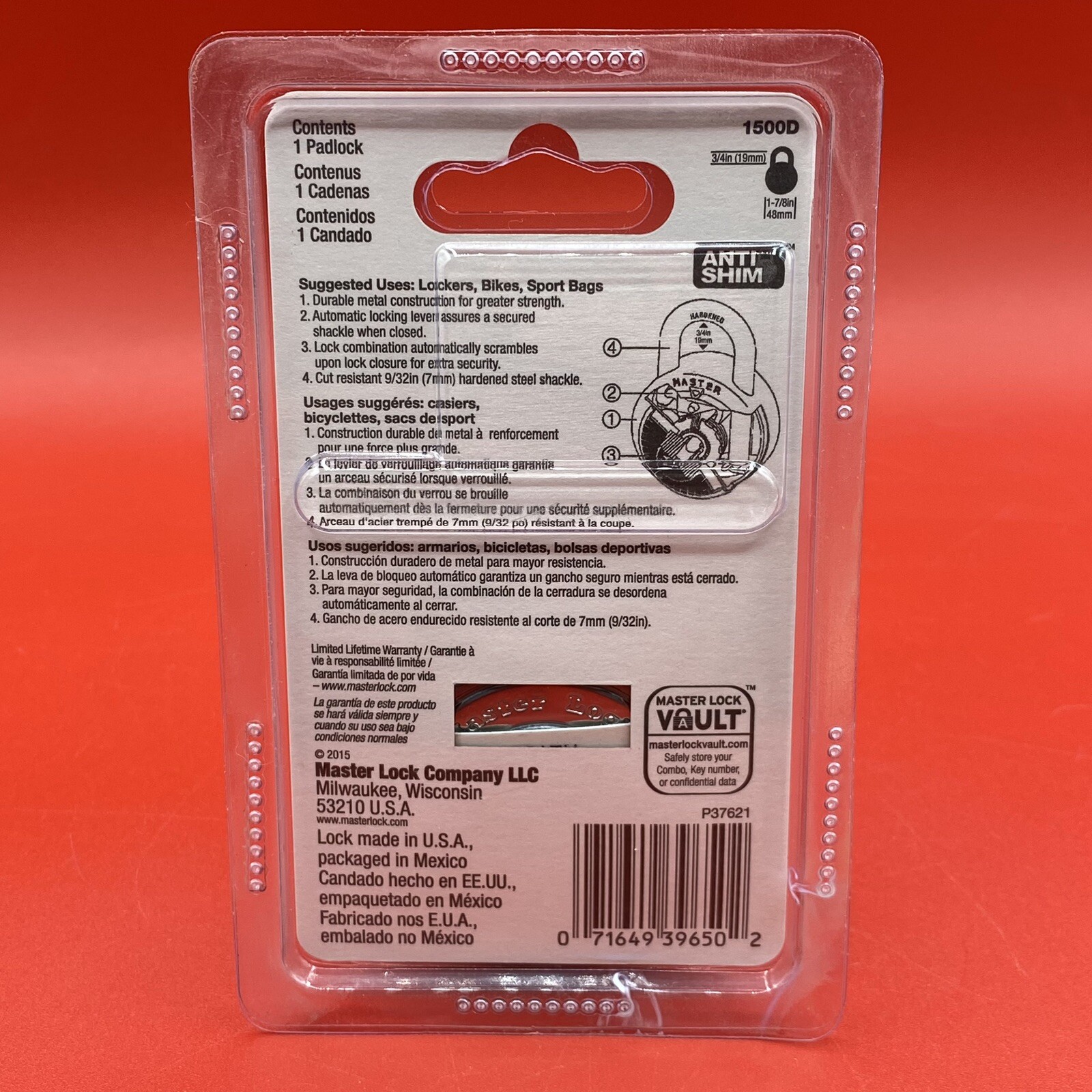 Master Lock Combination Lock 1500D 1-7/8" **FACTORY SEALED** Fast Shipping 🔒
