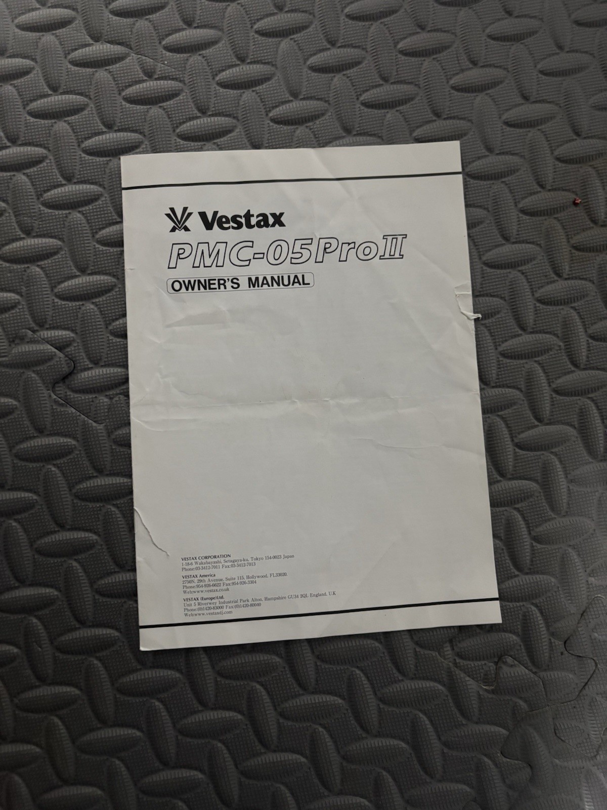 vestax pmc 05 pro II original owners manual