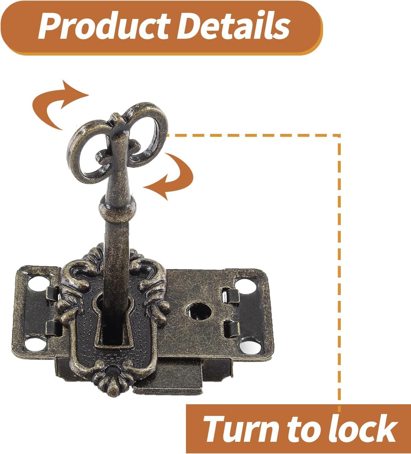 2 Sets Skeleton Key Lock Decorative Antique Bronze Cabinet Vintage Lock with ...