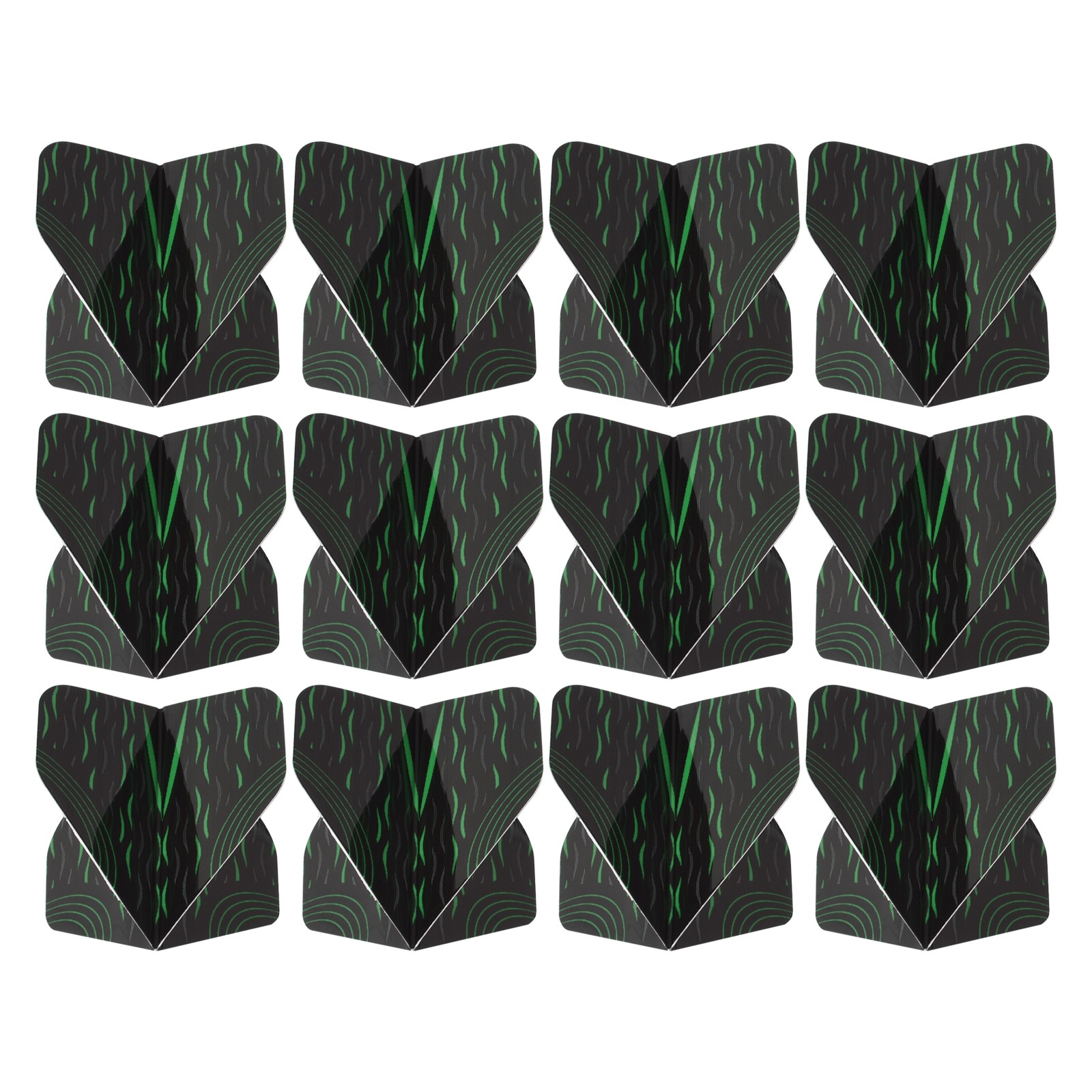 Dart Flights, 12 Pack PET Darts Accessories Pinstripe Style, Black, Gray, Green