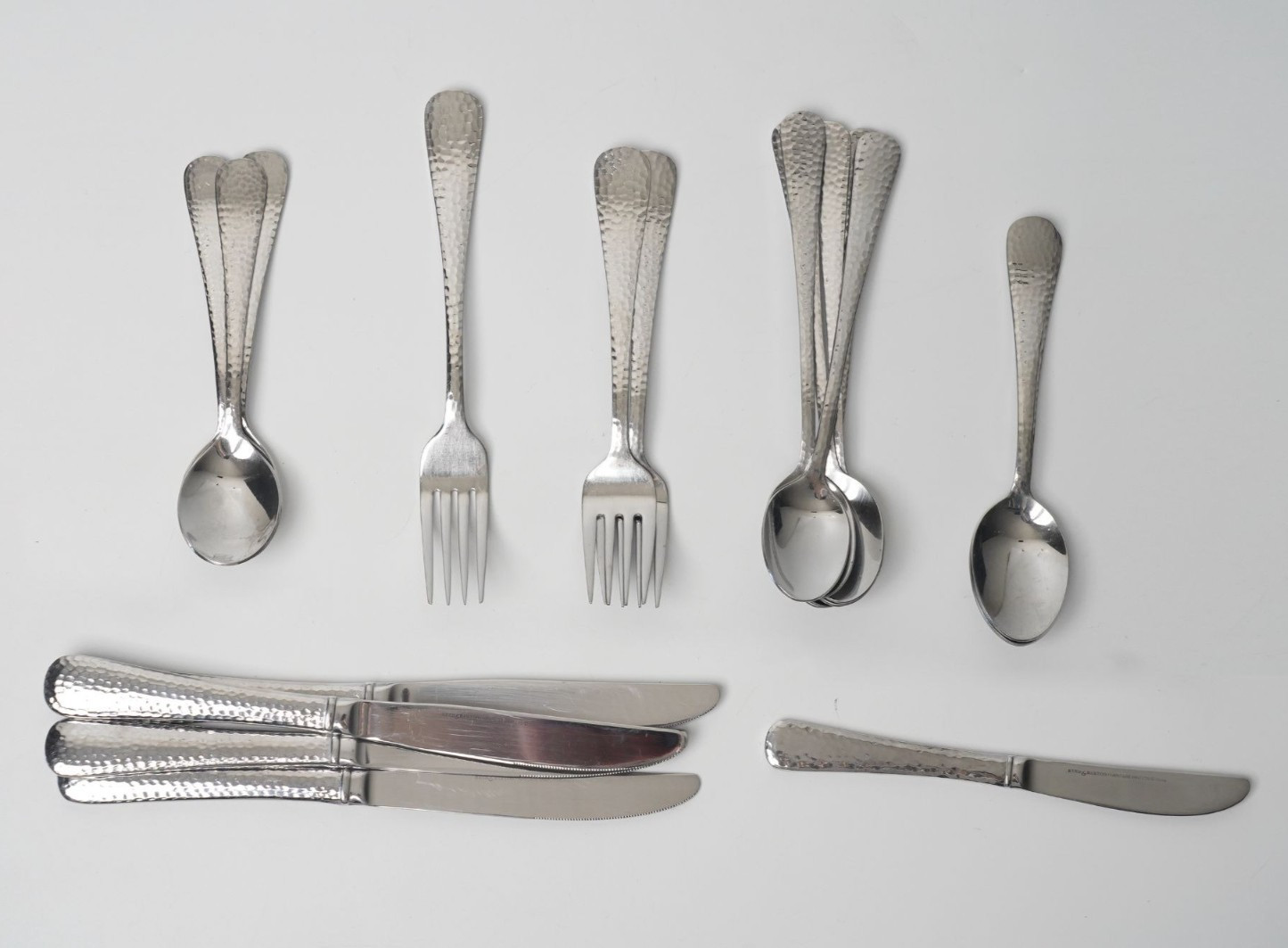 Reed & Barton Olde English Hammered Stainless Steel Spoon, Fork, Knife *SELECT*
