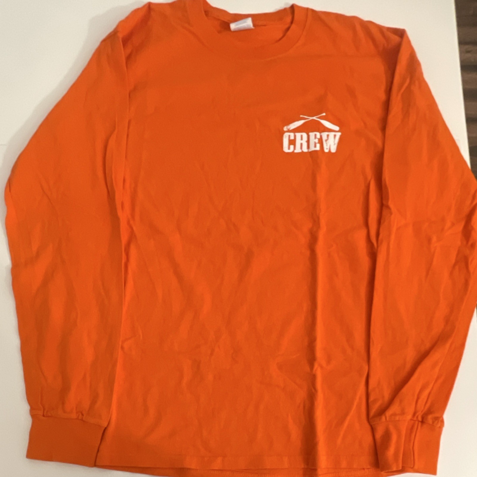 Port & Company Unisex Crew Orange Long Sleeve Work Shirt Size L Grocery