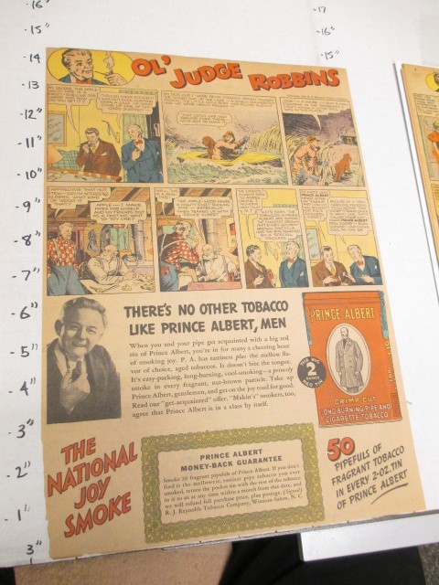 newspaper ad 1937 Prince Albert hand made apple wood pipe tobacco Judge Robbins