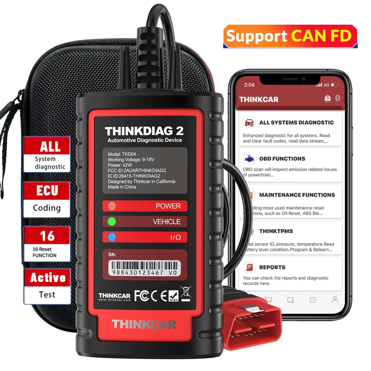 2025 THINKDIAG 2 Car OBD2 Scanner Bidirectional All System Diagnostic Tool CANFD