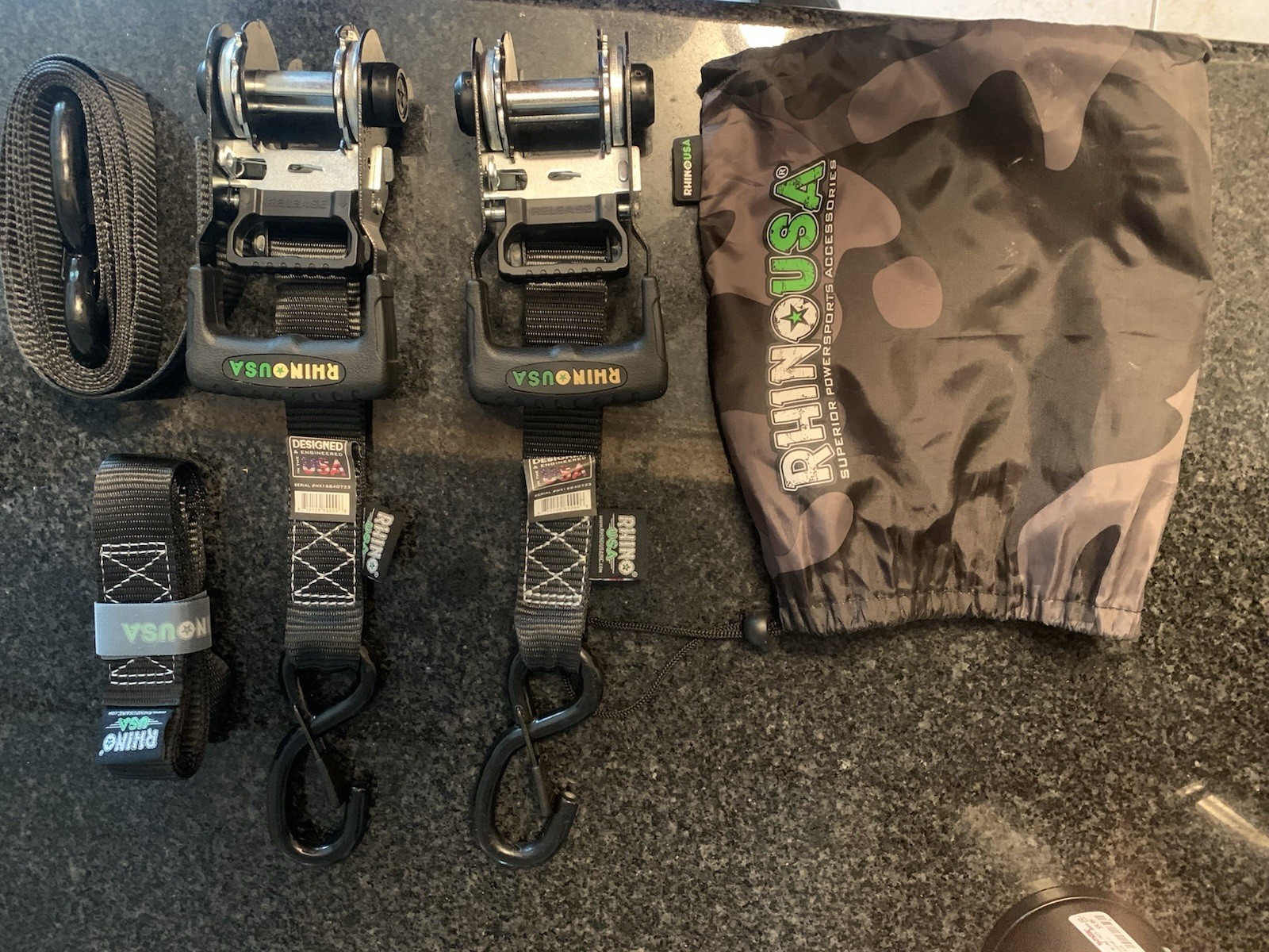 (2) Rhino Ratchet Straps (1.6 x 8 inch) New with Bag Opened but never used