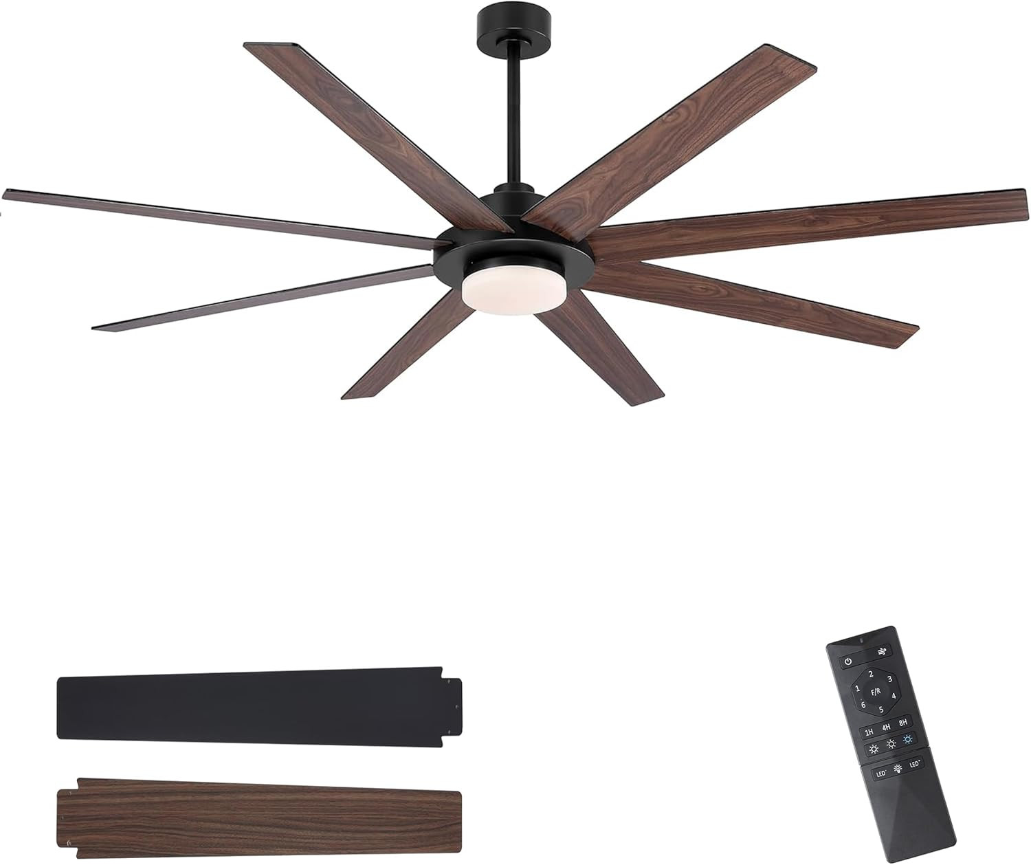 72" Ceiling Fan with Light and Remote Control, 6 Speed Reversible DC Motor, Dimm