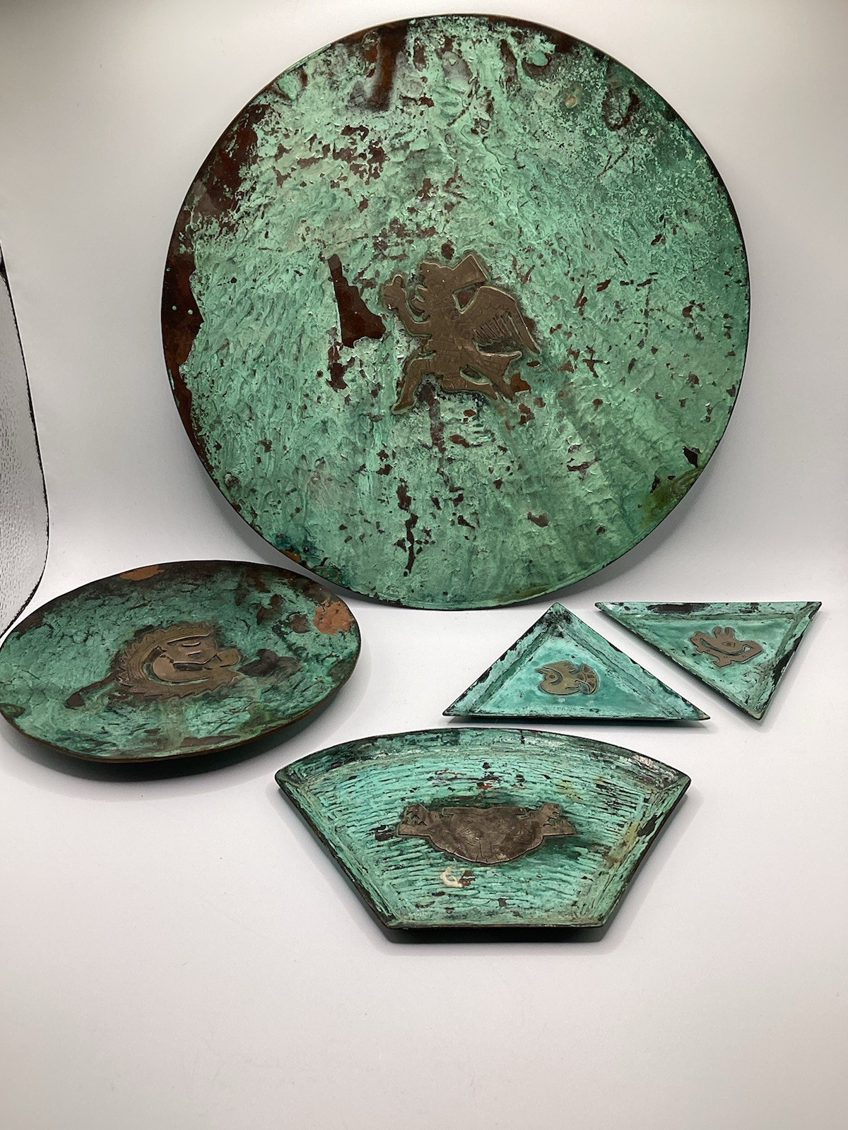 GRAZIELLA LAFFI PERU INCA WALL PLATE SCULPTURE SILVER COPPER LOT