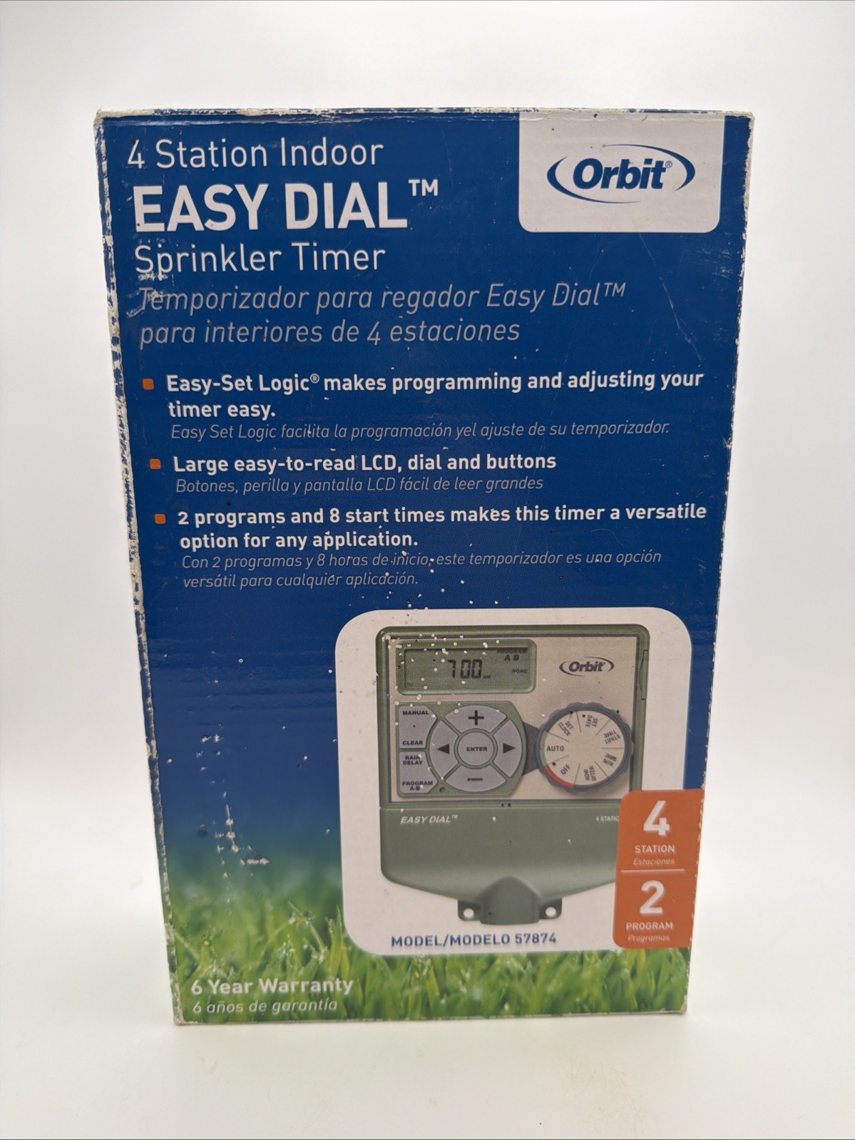 Orbit 57874 4-Station Indoor Easy Dial Sprinkler Control Timer