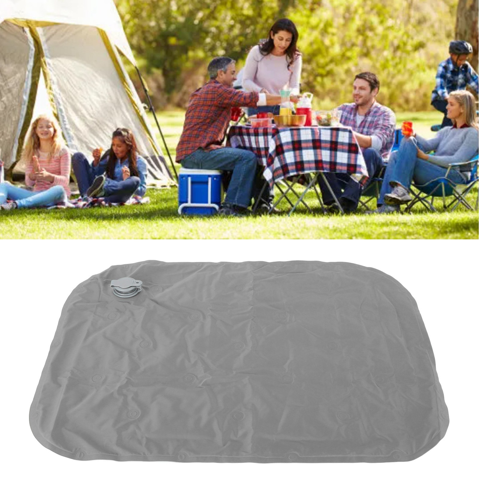 (Grey)Outdoor Inflatable Cushion Foldable Inflatable Sitting Pad Portable So BL
