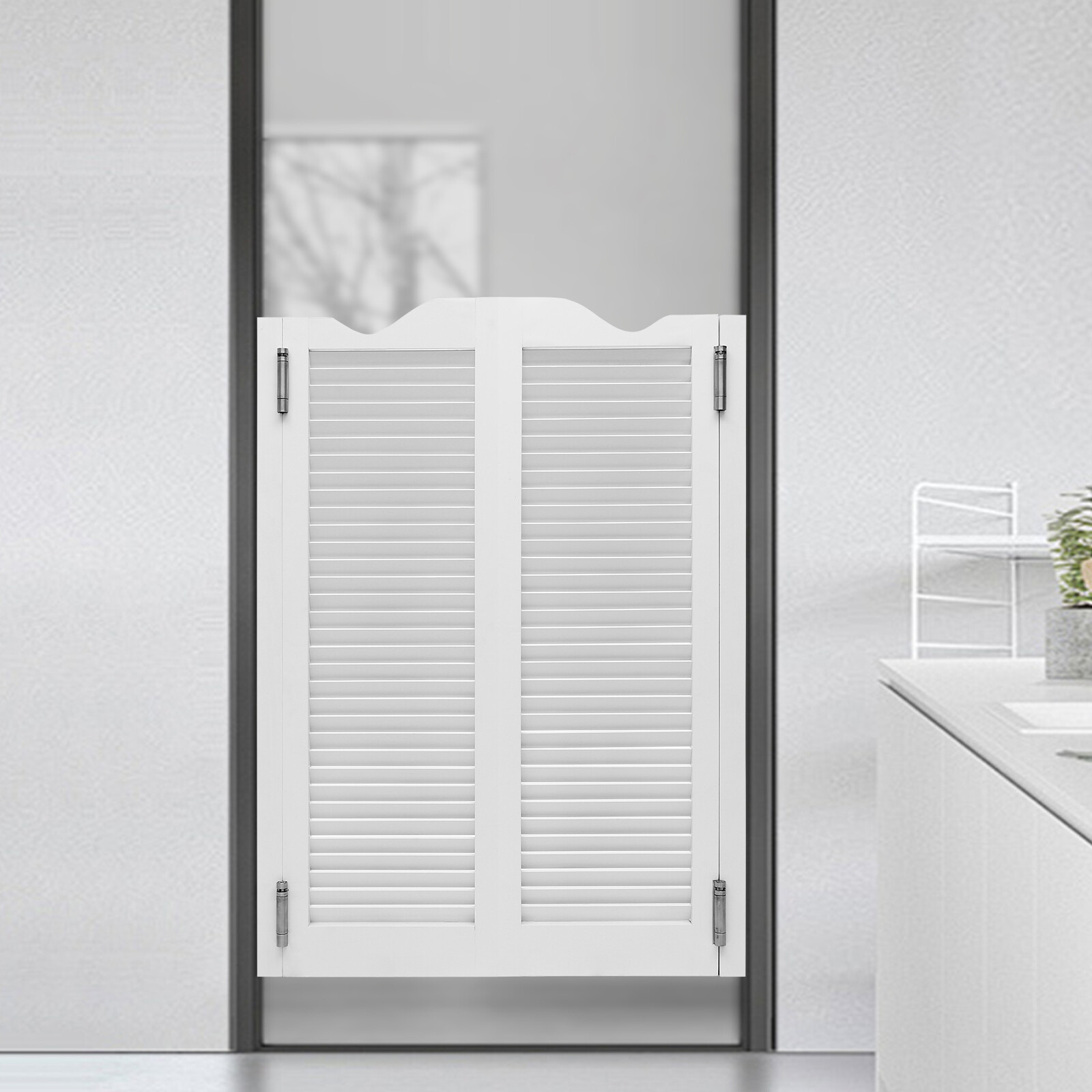 White Swinging Door Double Half Door Double-hinged Caf?? Door With Hinges