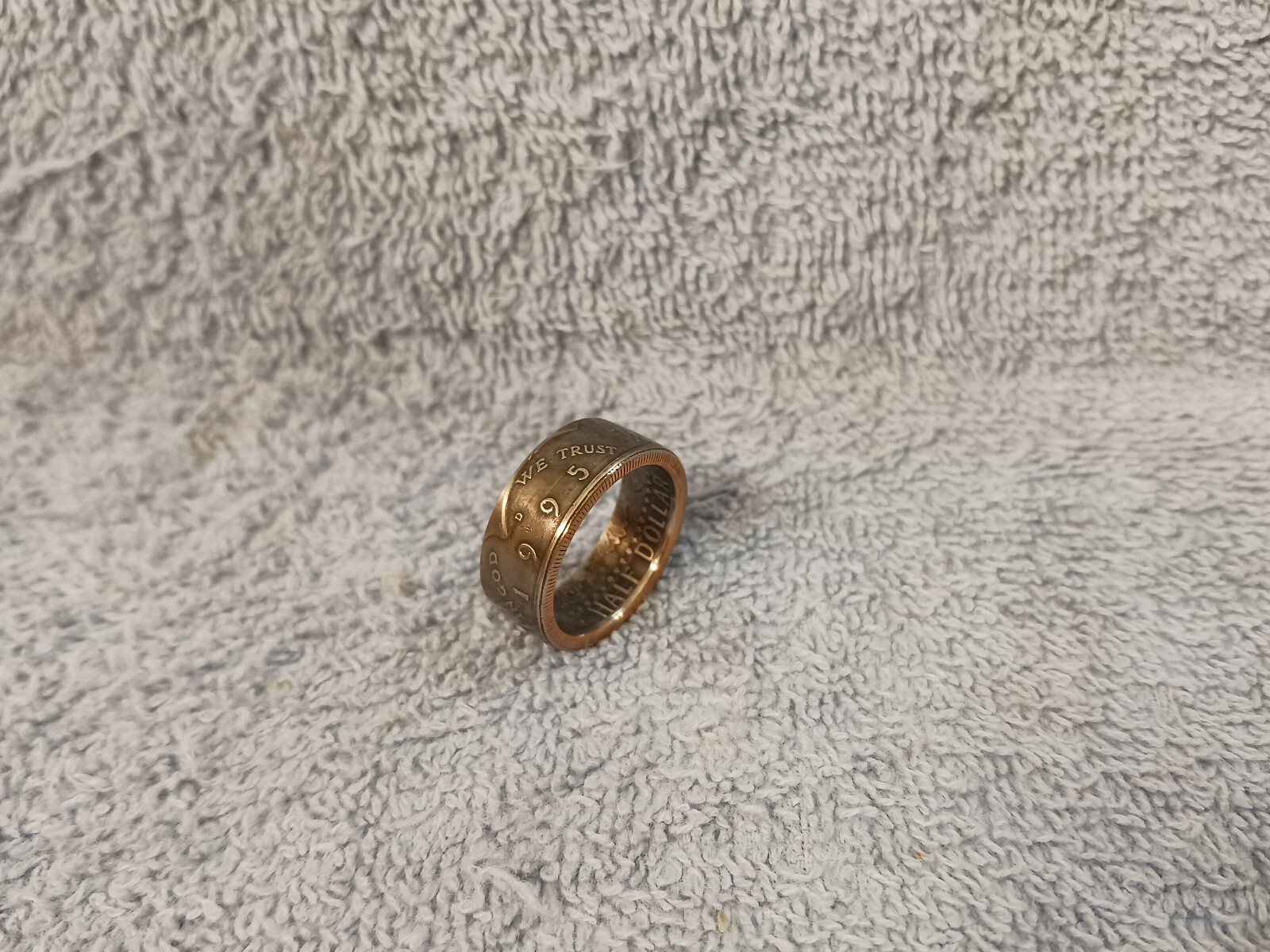 1995 Kennedy Half Dollars  size 9- 1/2 coin ring  handmade mixed metals (A)