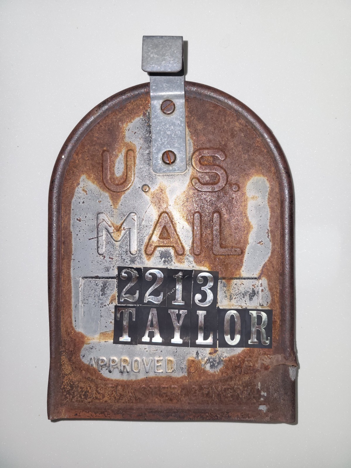Vintage Rural Country Metal Mailbox Door 6" Wide 8" Tall Decrotive Taylor 22 13
