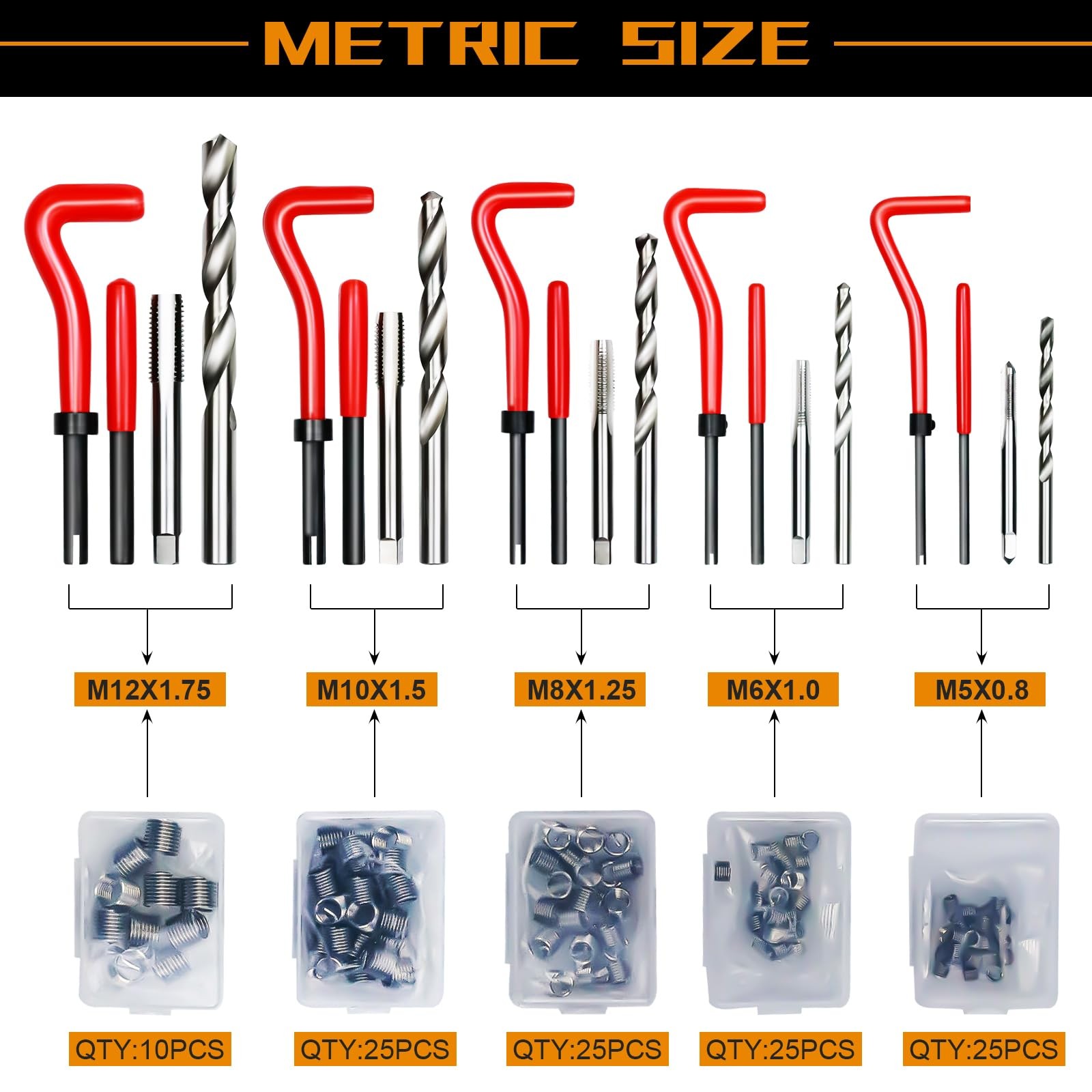 Helicoil Thread Repair Kit, 261 PCS Thread Chaser Kits HSS Drill Helicoil Kit...