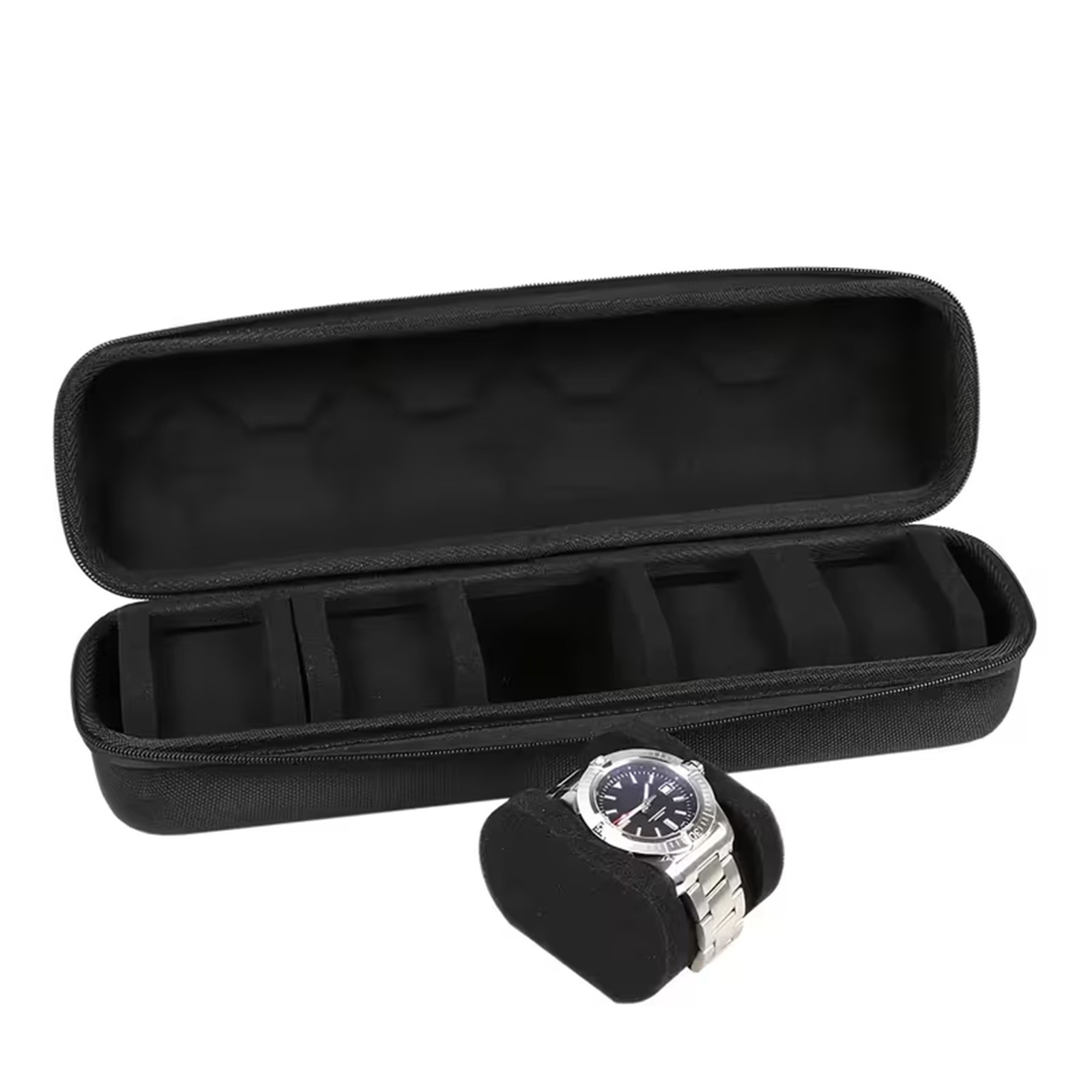 Timepiece Organizer Box with 5 Compartments Soft Interior Travel Storage Case