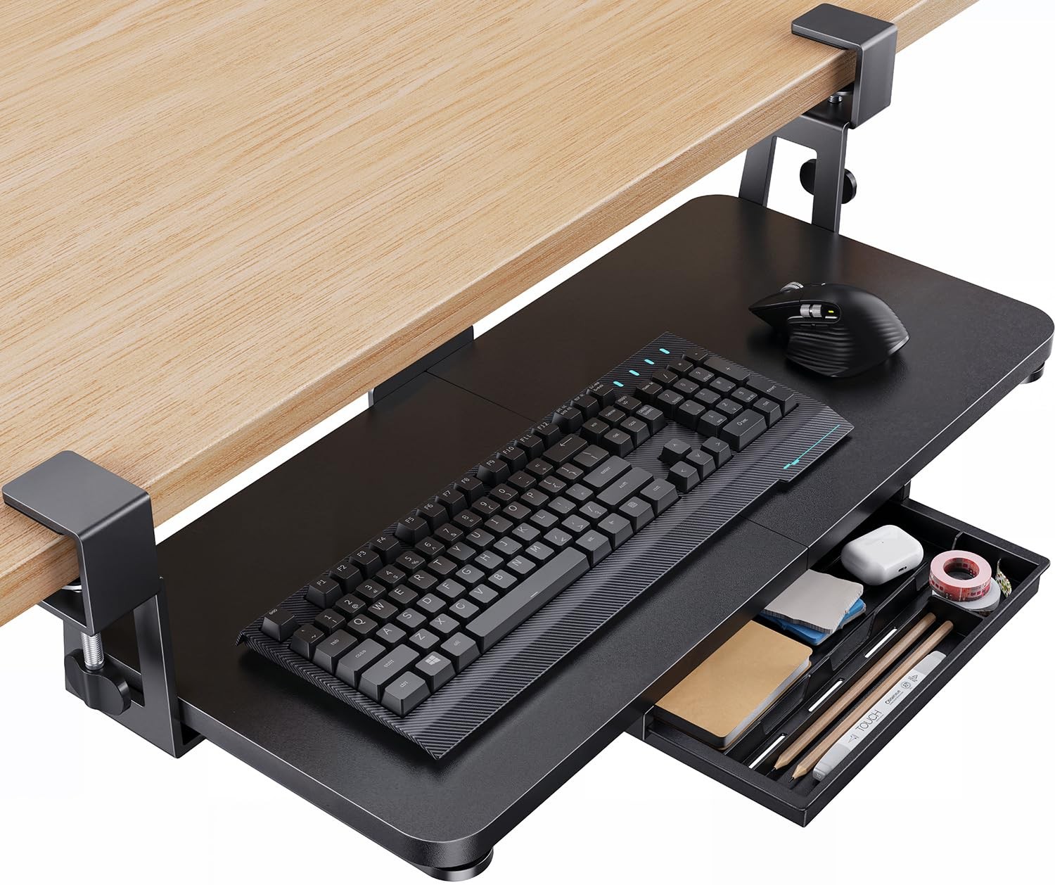 Large under Desk Keyboard Tray with Sturdy C-Clamp Mount, 26 (30.16" Including C