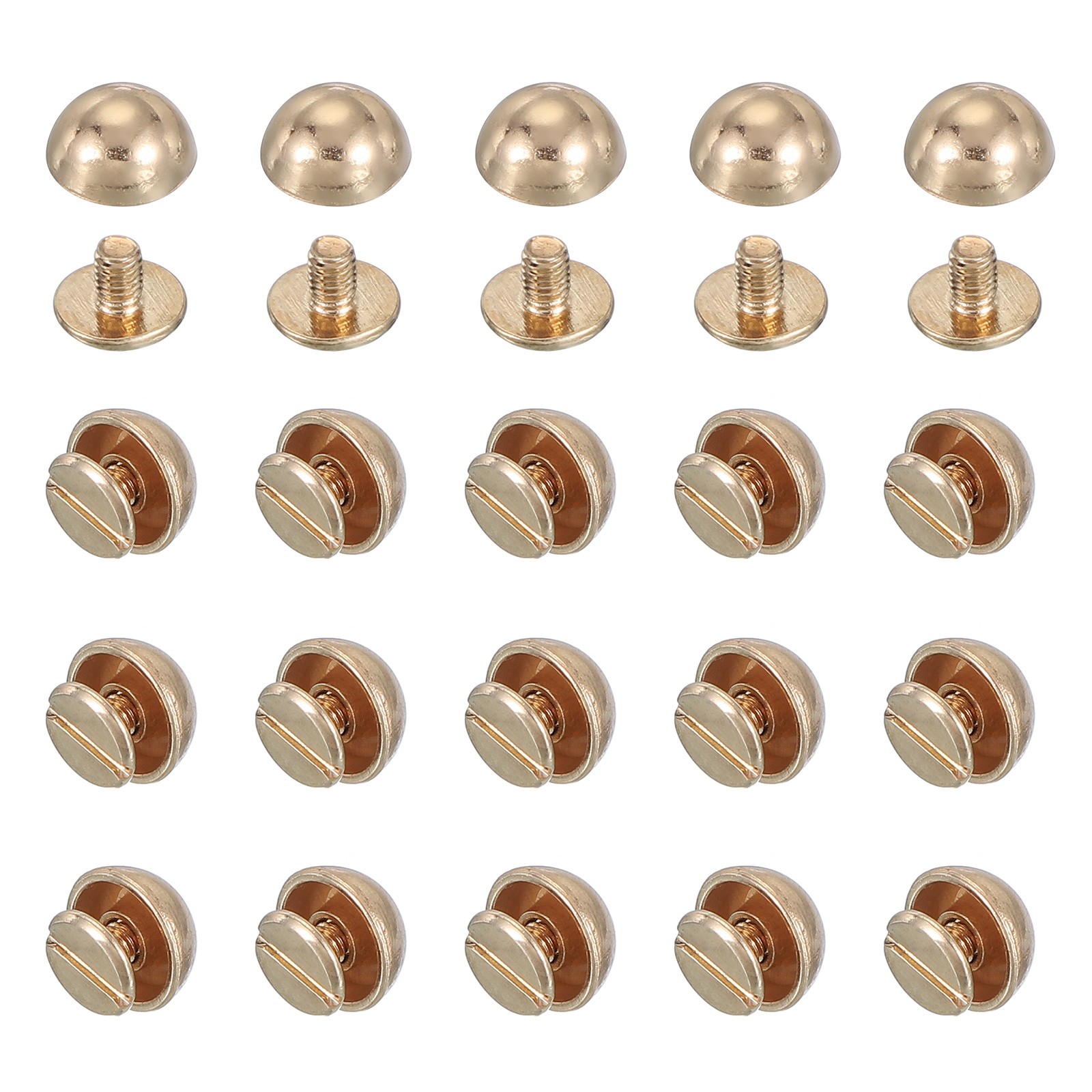 For Crafts, 3/8\" Dome Nails 20 Sets, Light Gold Screw Rivets